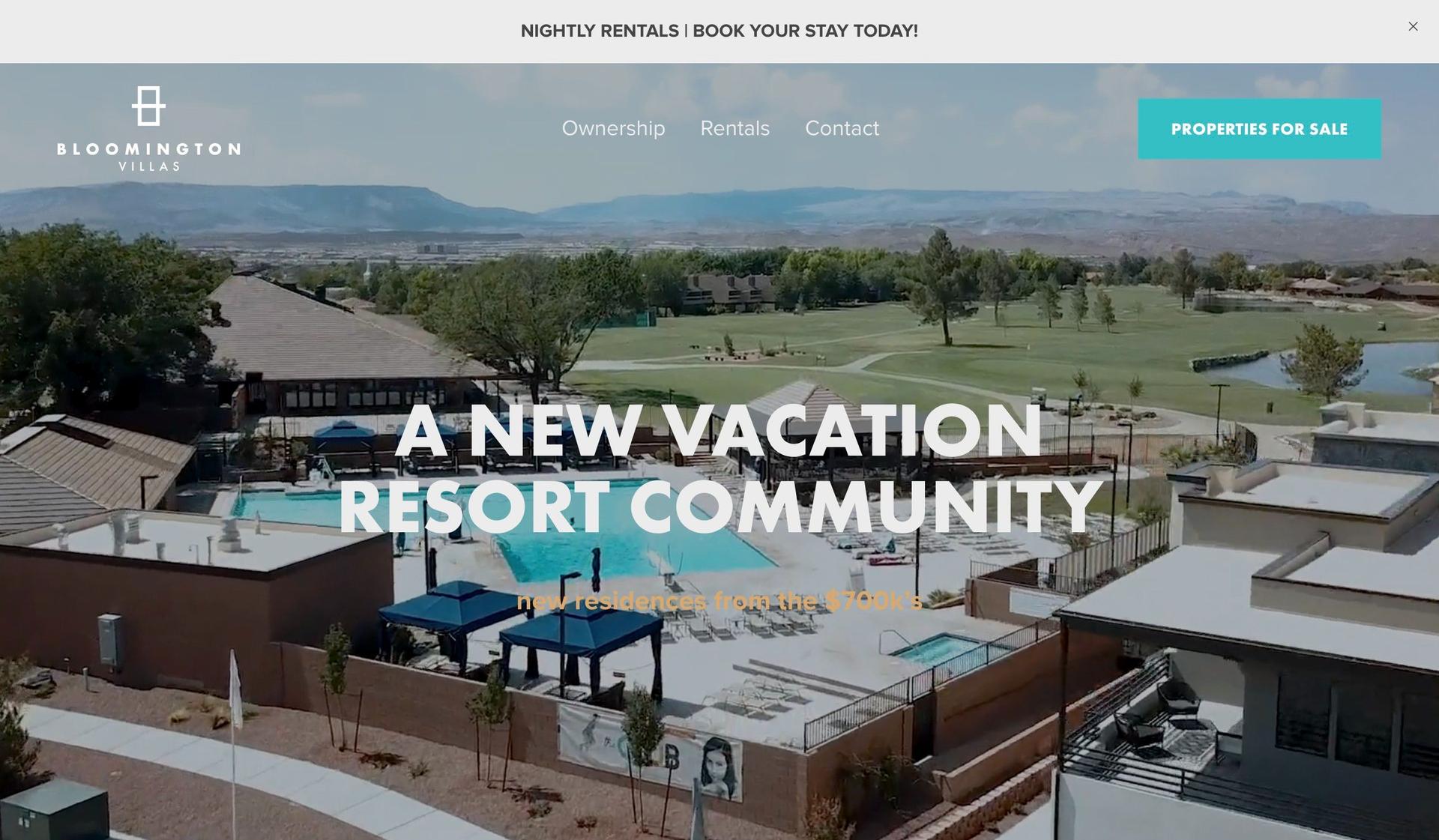 Bloomington Villas-white and blue websites