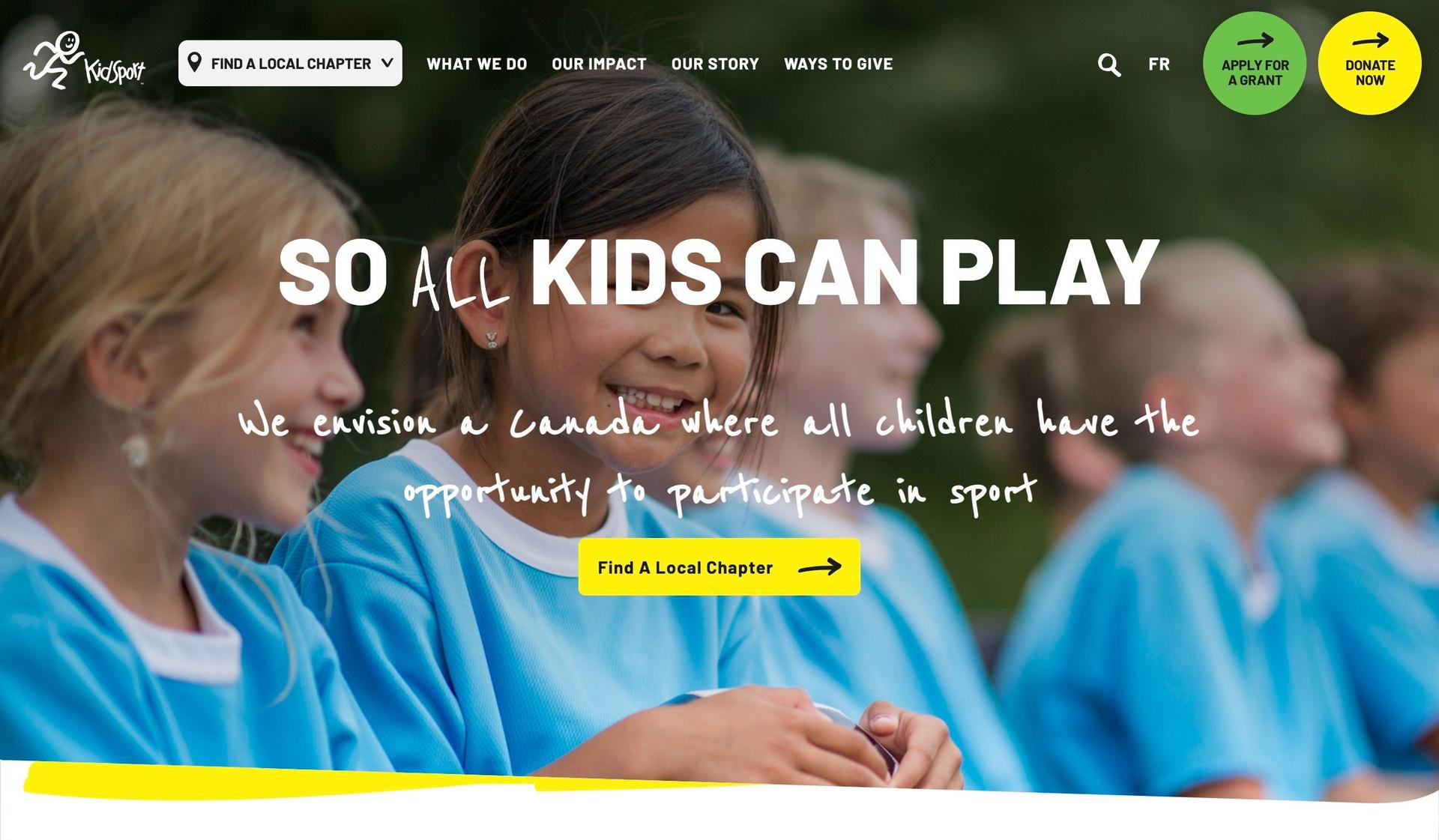 KidSport Canada-innovative website design examples