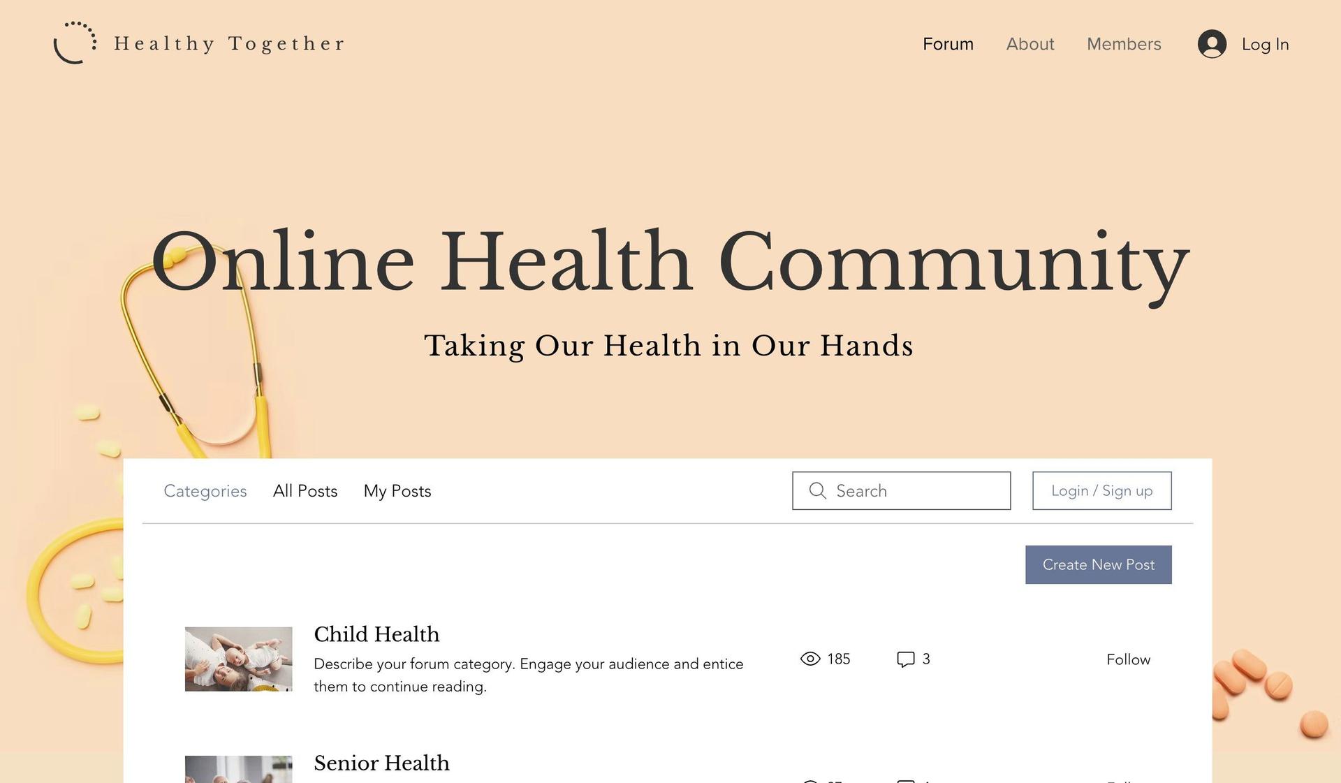 Online Health Community-wix forum examples