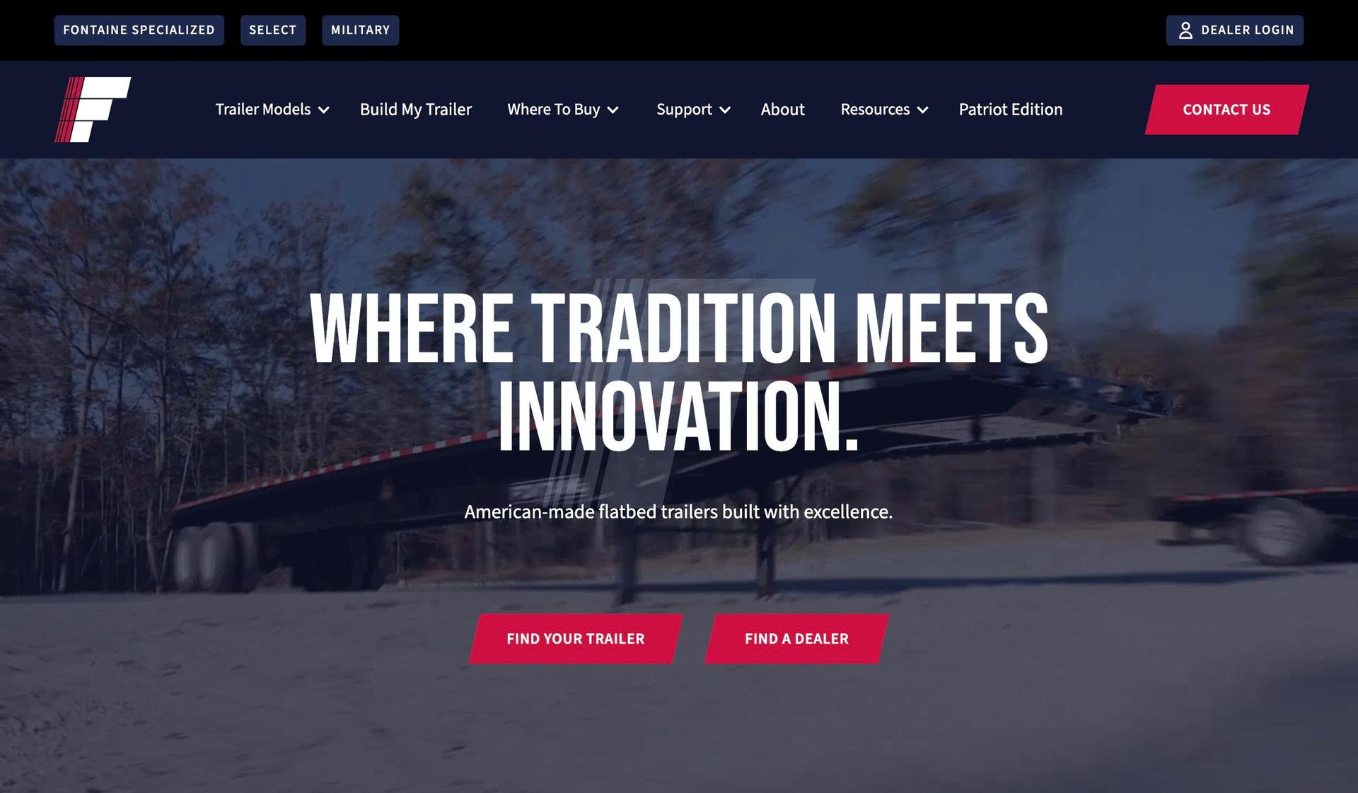 Fontaine Trailer-trucking website design examples