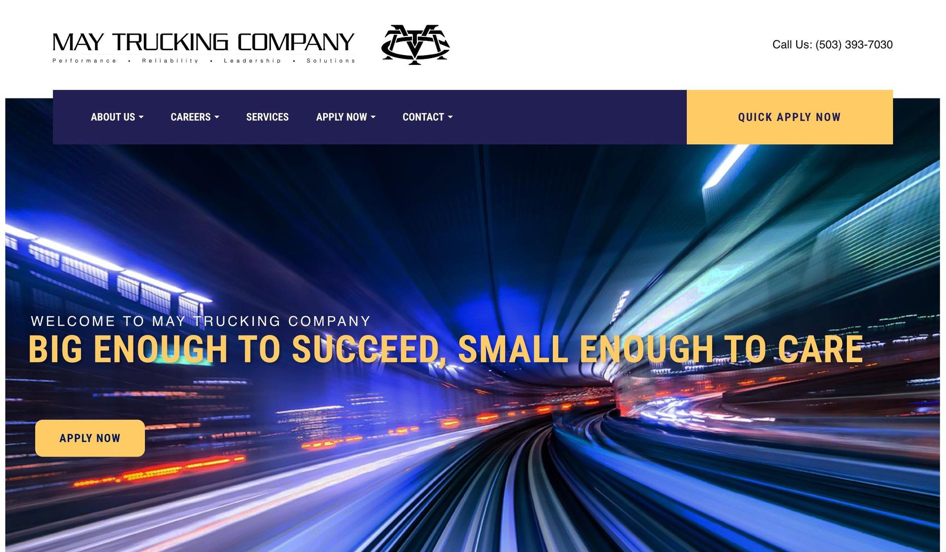 May Trucking-trucking website design examples