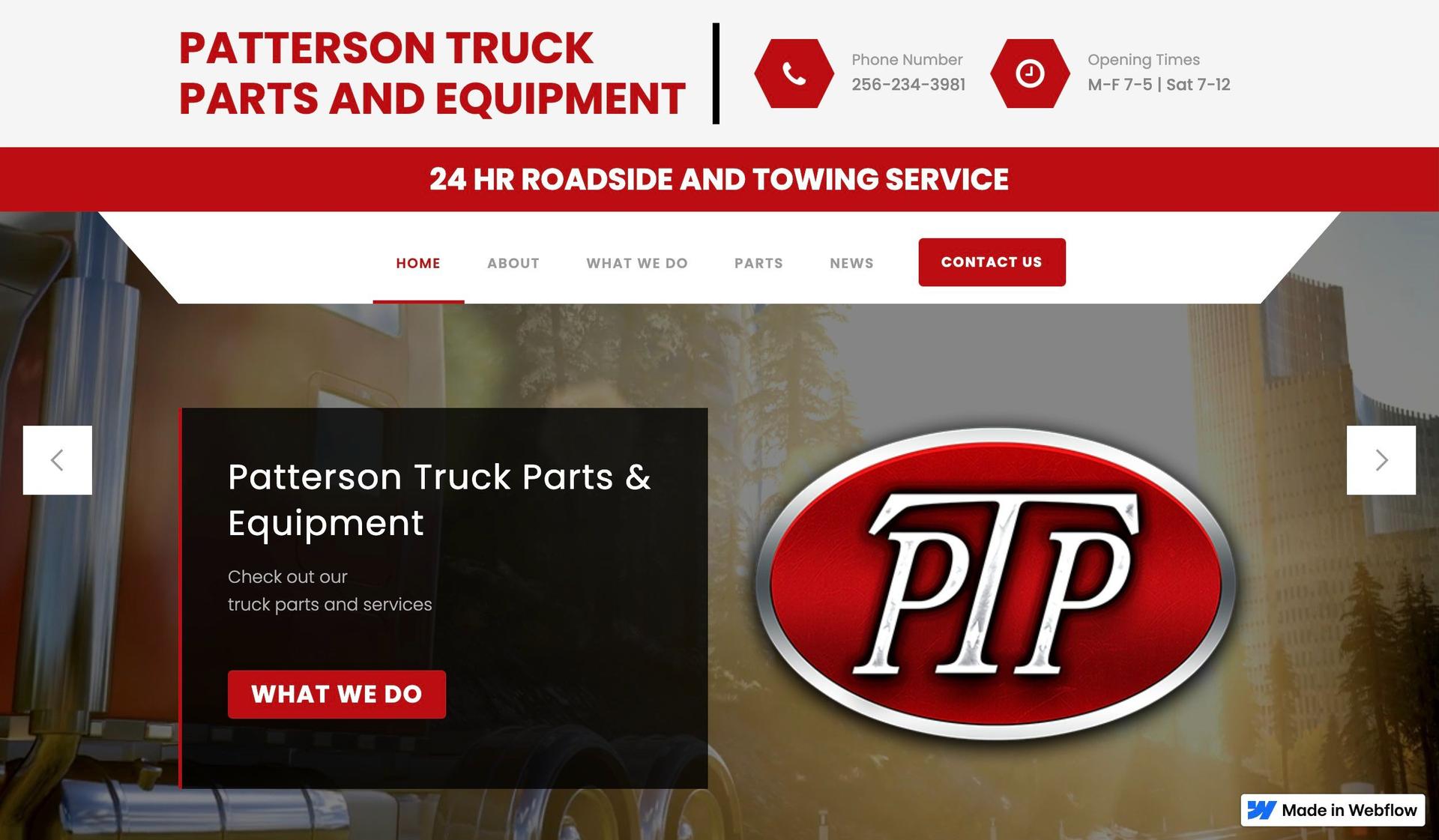 Patterson Truck Parts-trucking website design examples