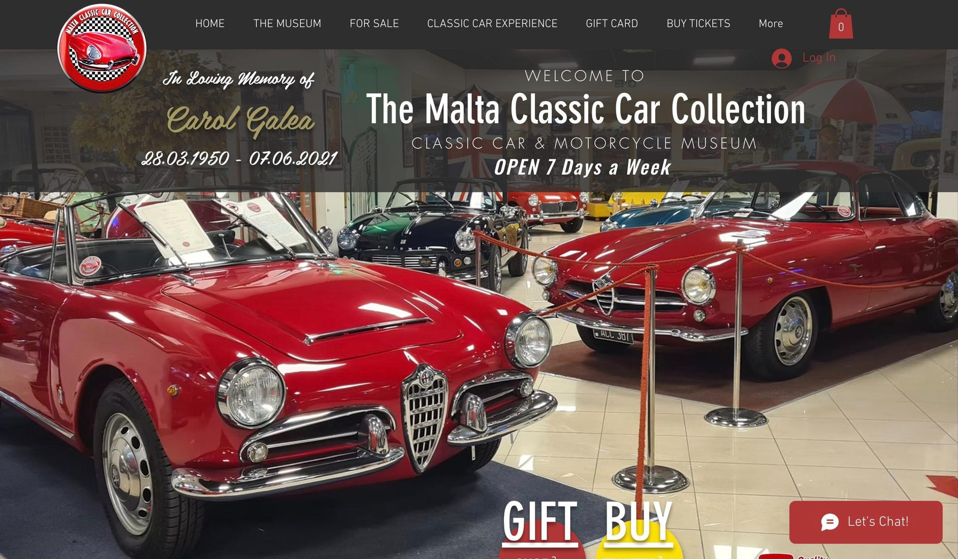 Classic Cars Malta-museum website design examples
