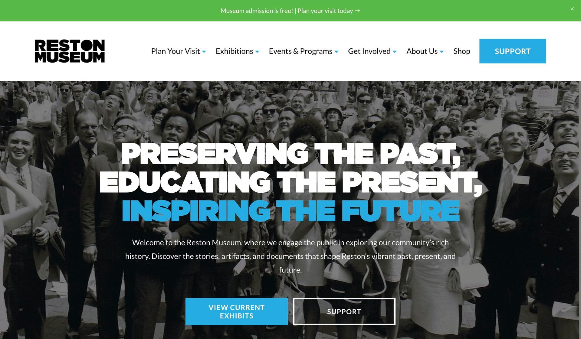 Reston Museum-museum website design examples