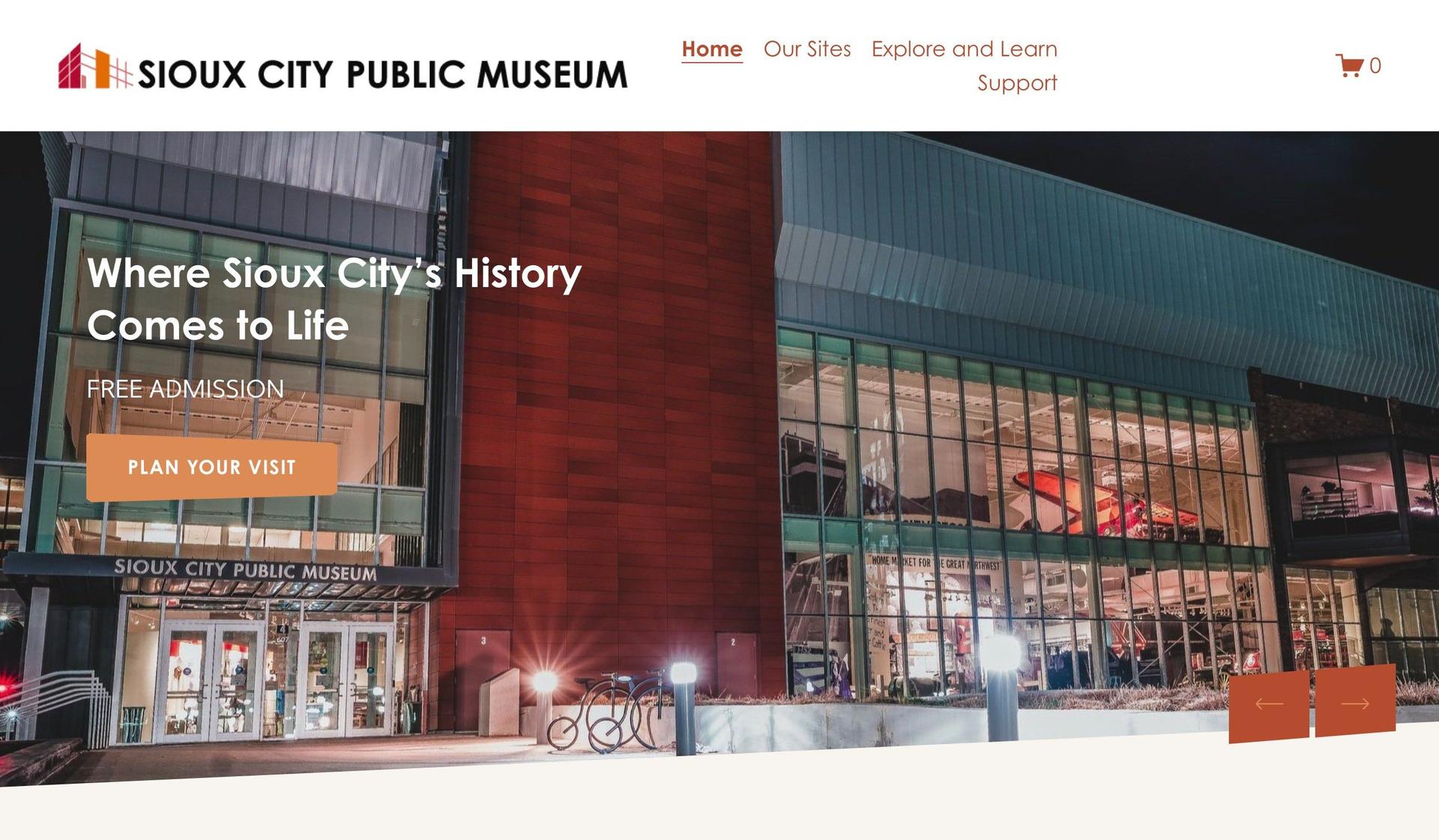 Sioux City Public Museum-museum website design examples