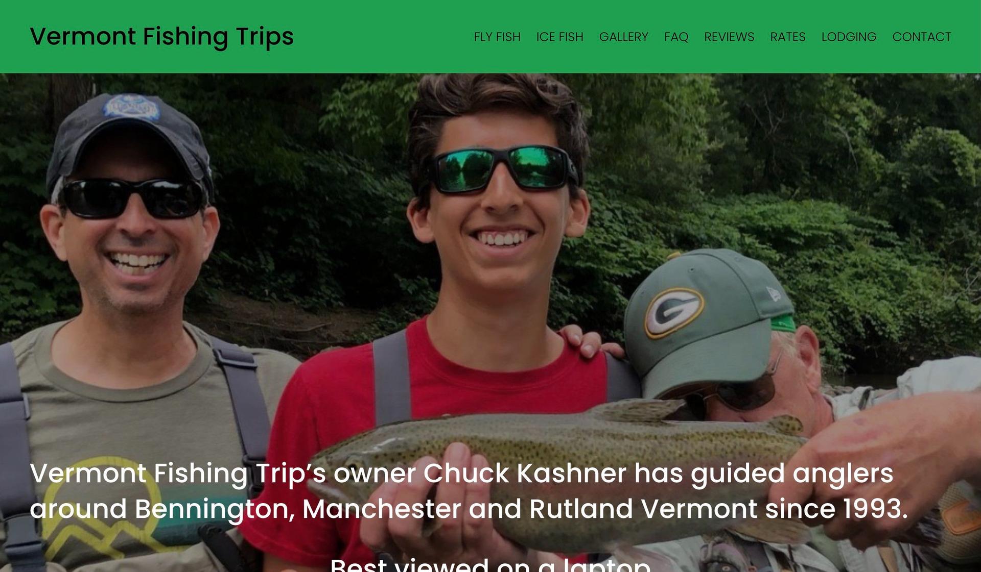Vermont Fishing Trips-fishing website design examples