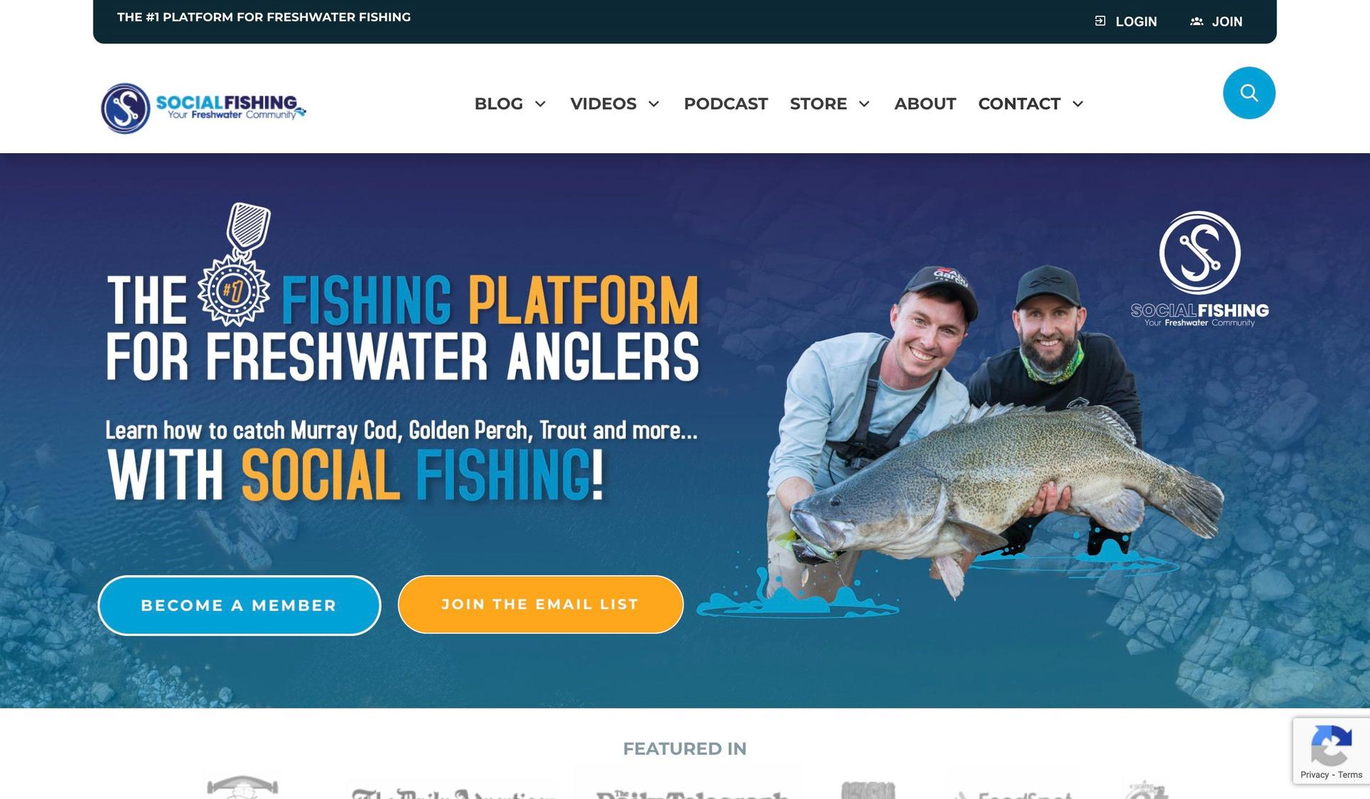Social Fishing-fishing website design examples