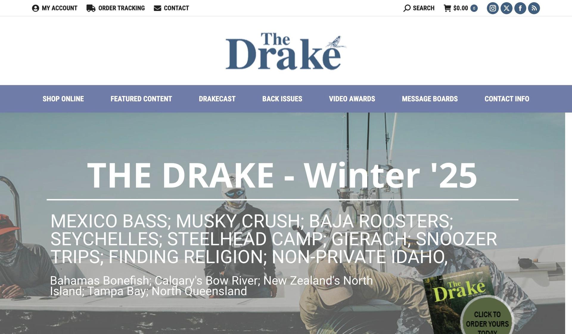 Drake Magazine-fishing website design examples