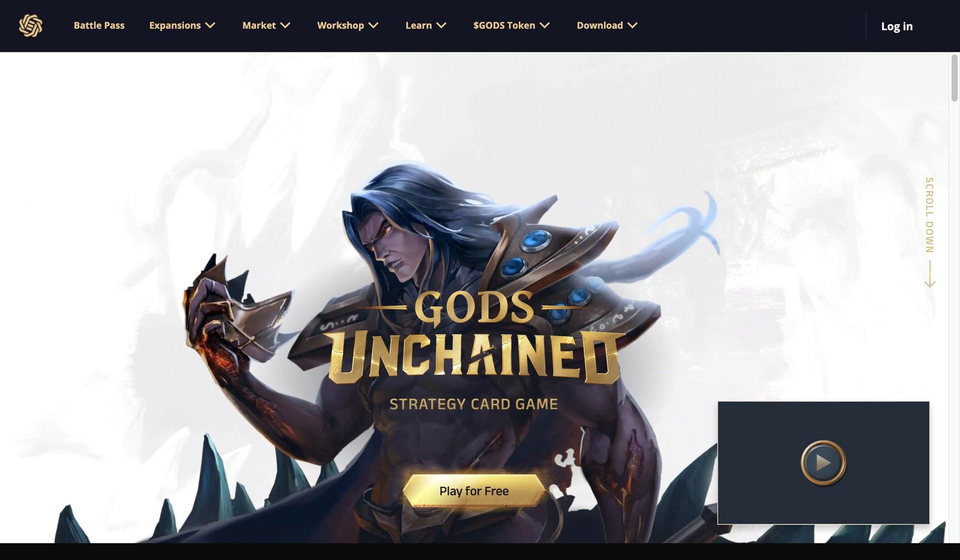 Gods Unchained-web3 website design examples