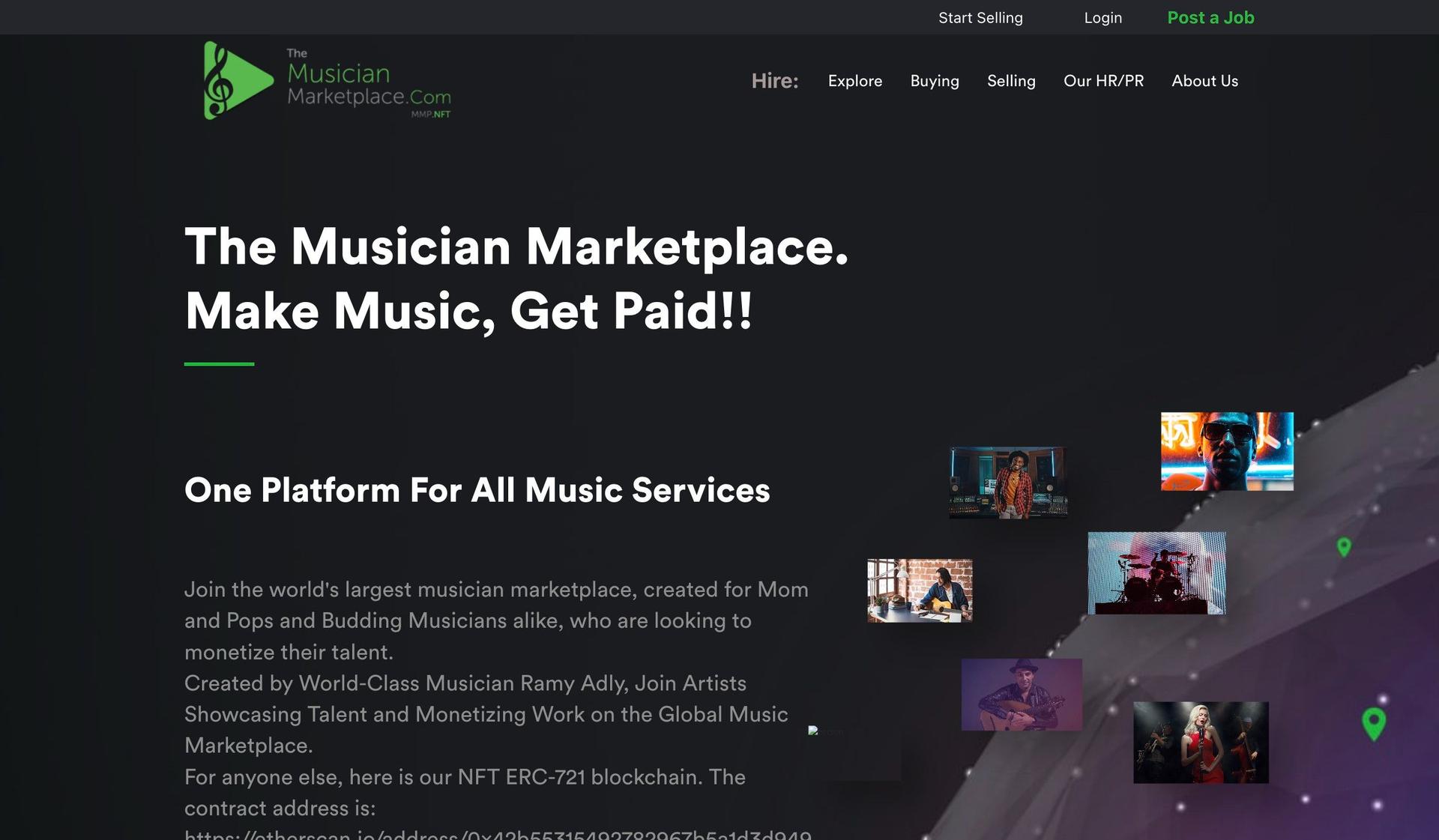 The Musician Marketplace-web3 website design examples