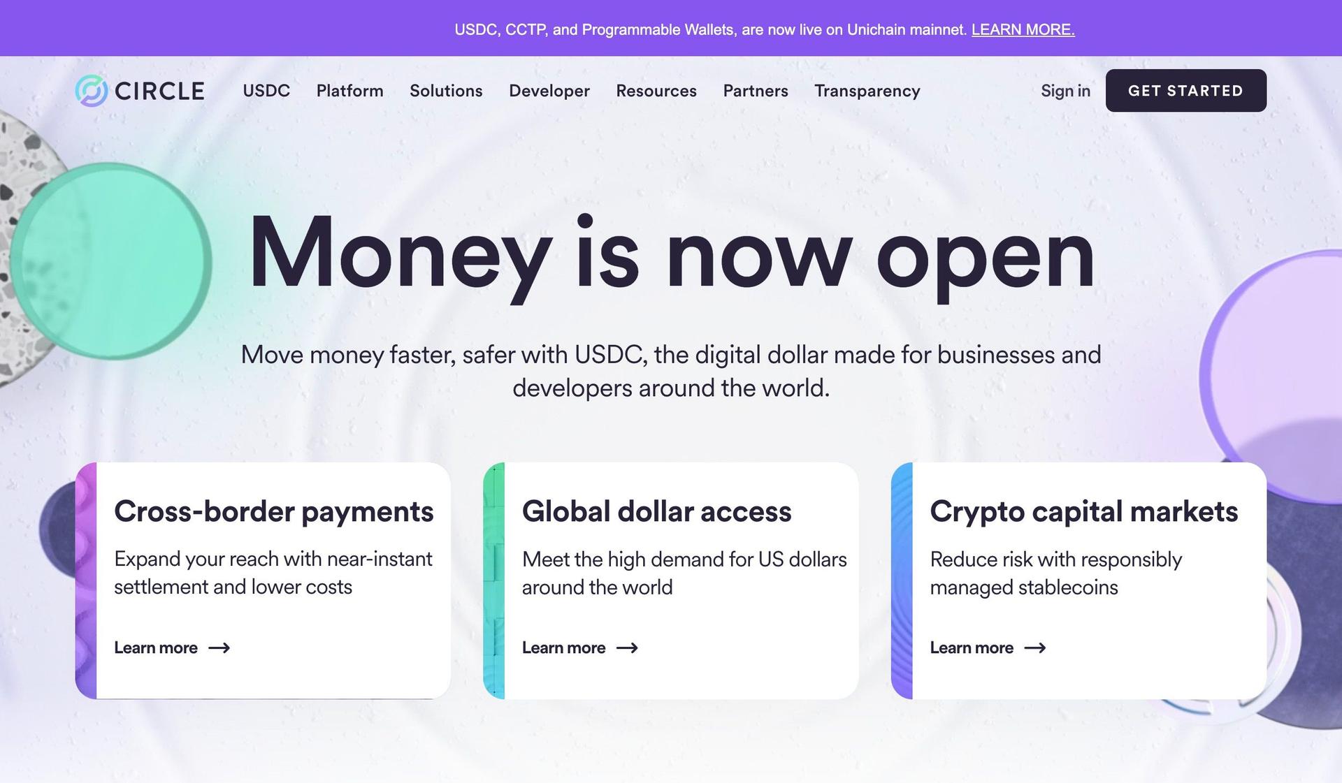 Circle-web3 website design examples