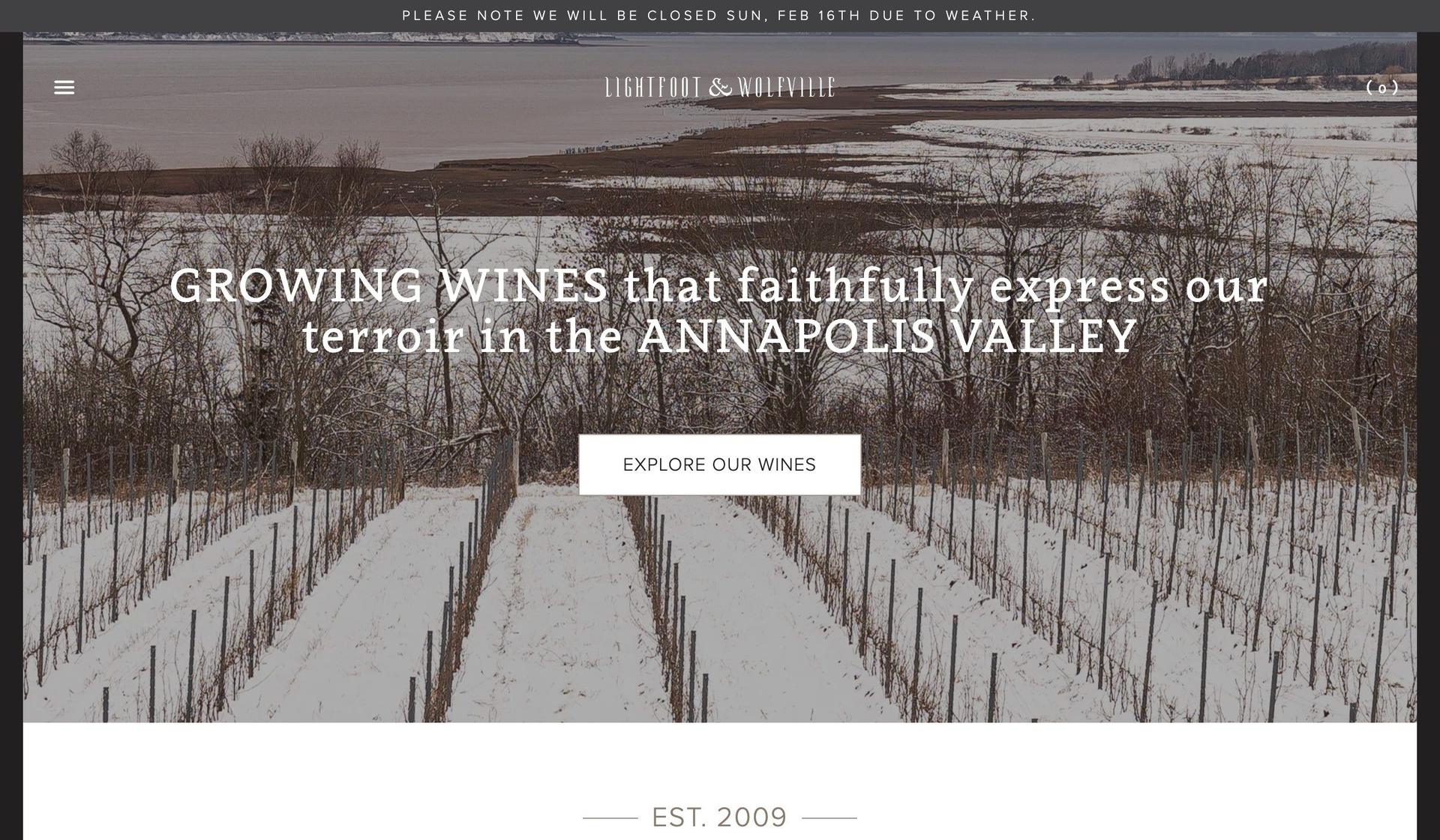 Lightfoot & Wolfville-winery websites