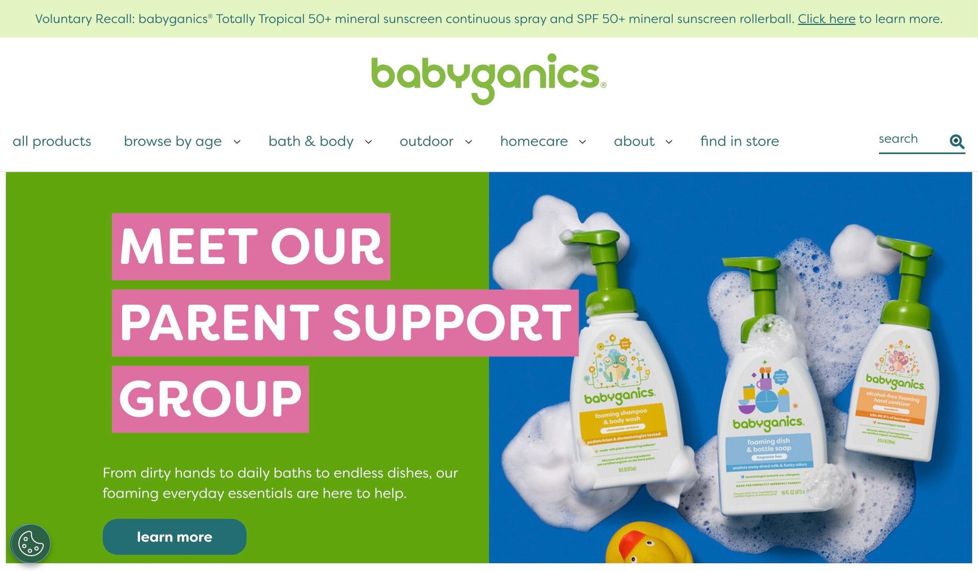 Babyganics-dynamic website examples