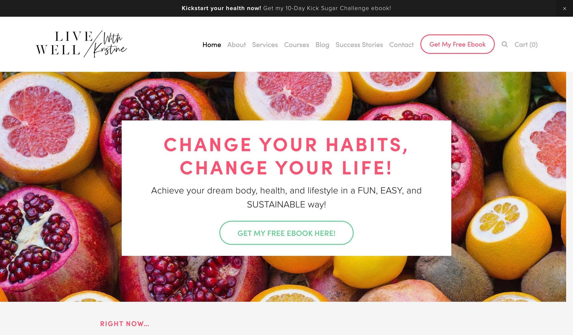 Live Well with Kristine-wellness website examples
