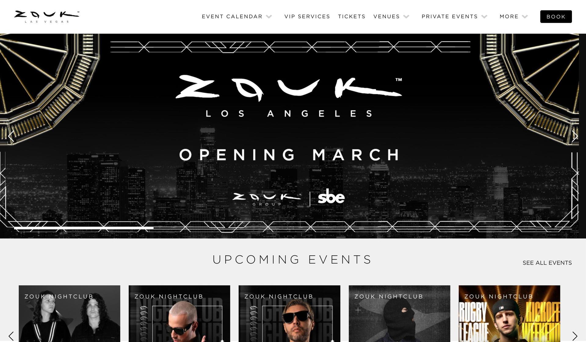 Zouk Group LV-night club websites
