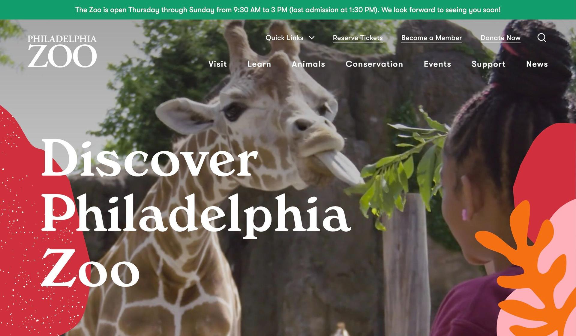 Philadelphia Zoo-zoo website design examples