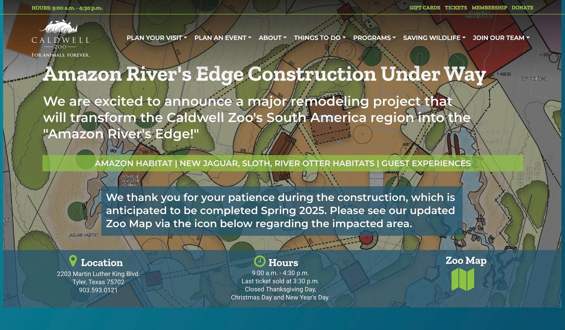 Caldwell Zoo-zoo website design examples