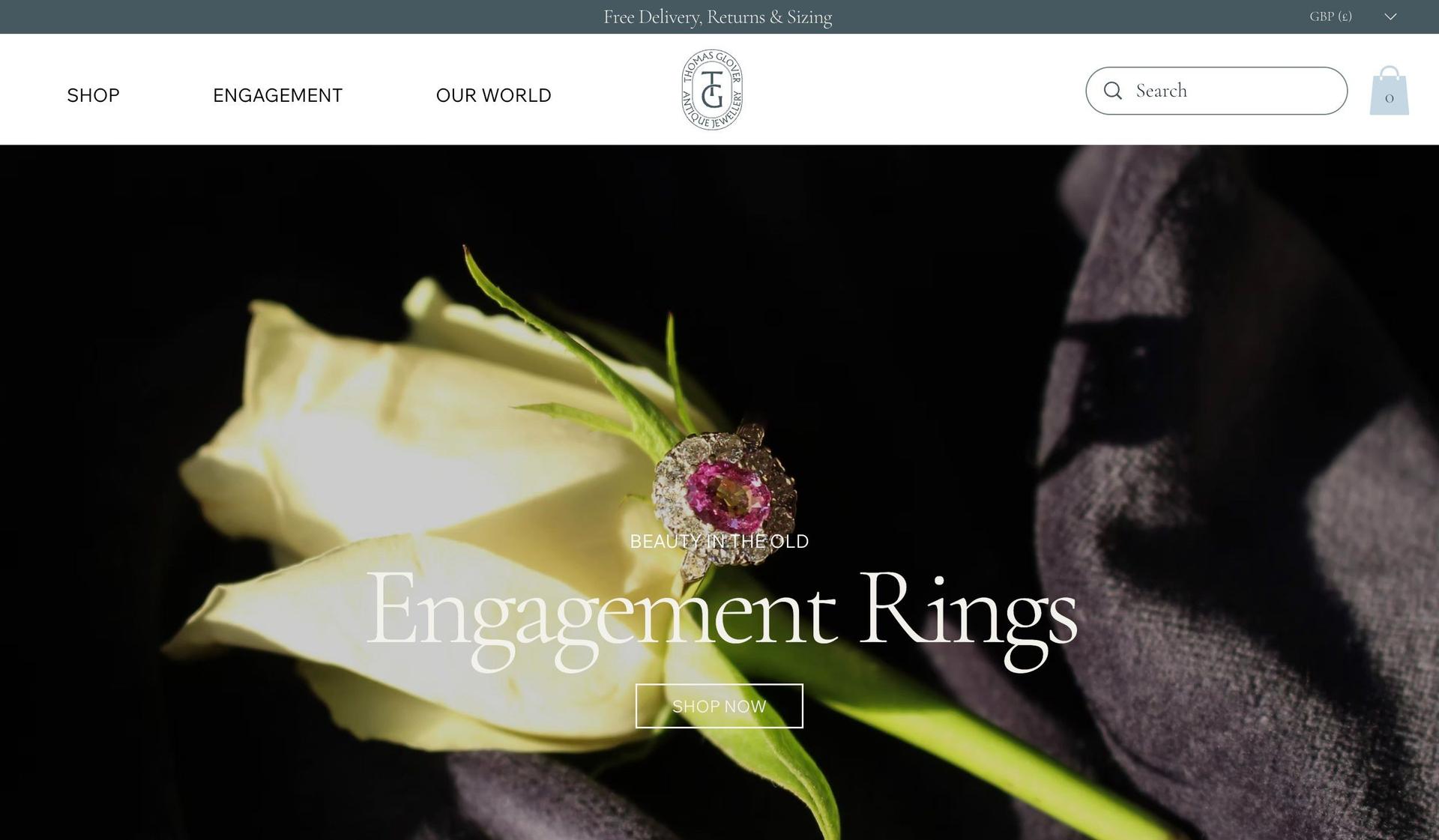Thomas Glover-jewelry website design examples