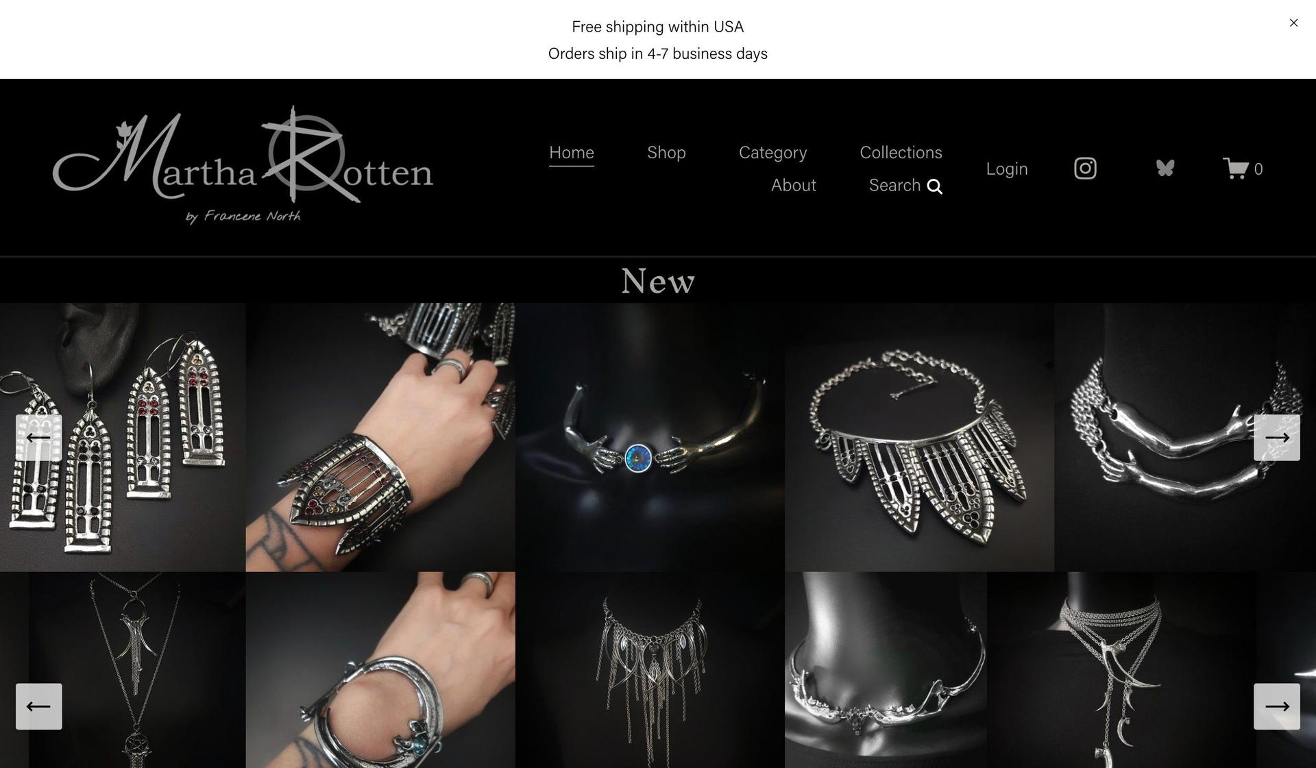 Martha Rotten-jewelry website design examples