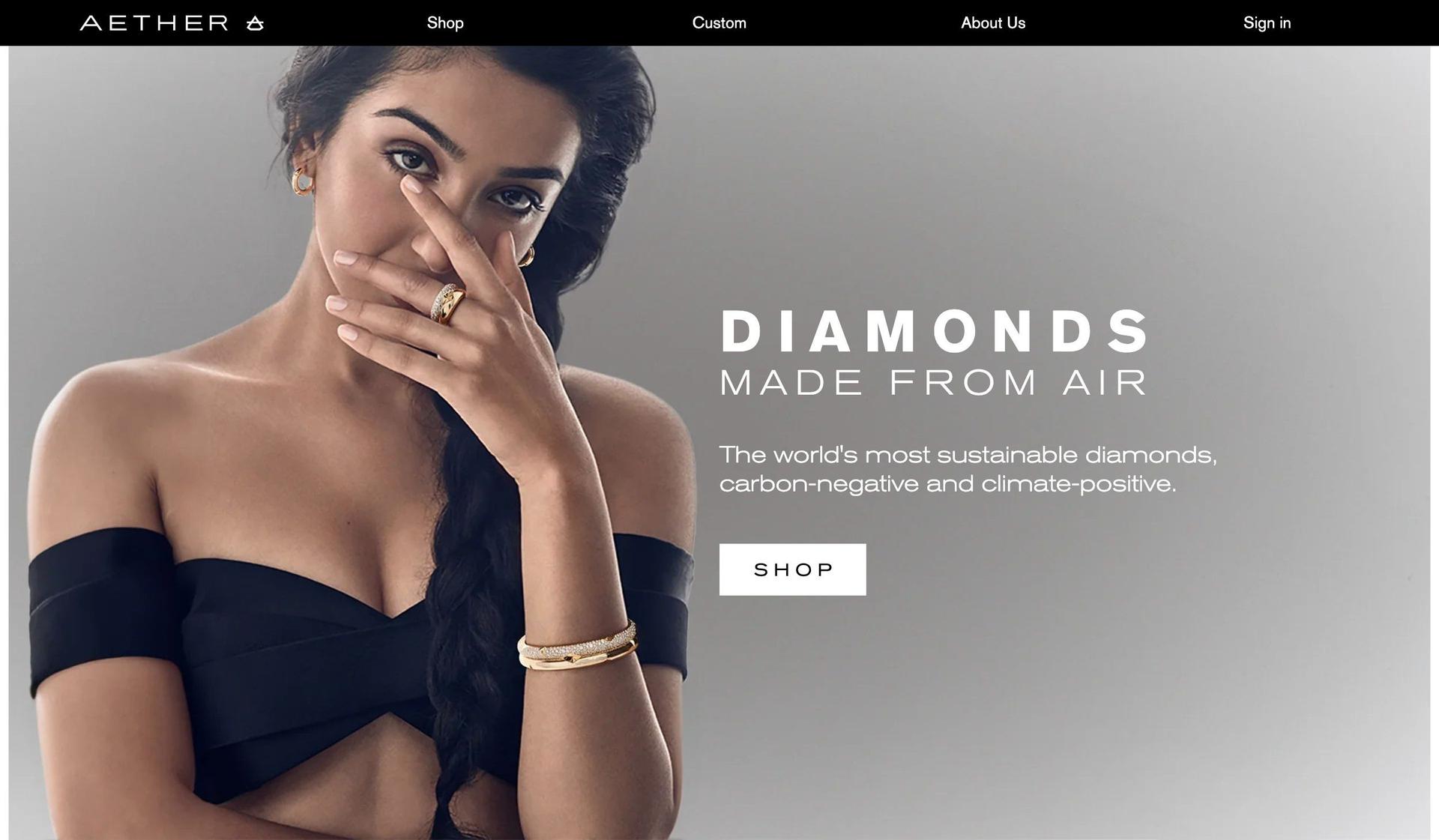 Aether Diamonds-jewelry website design examples