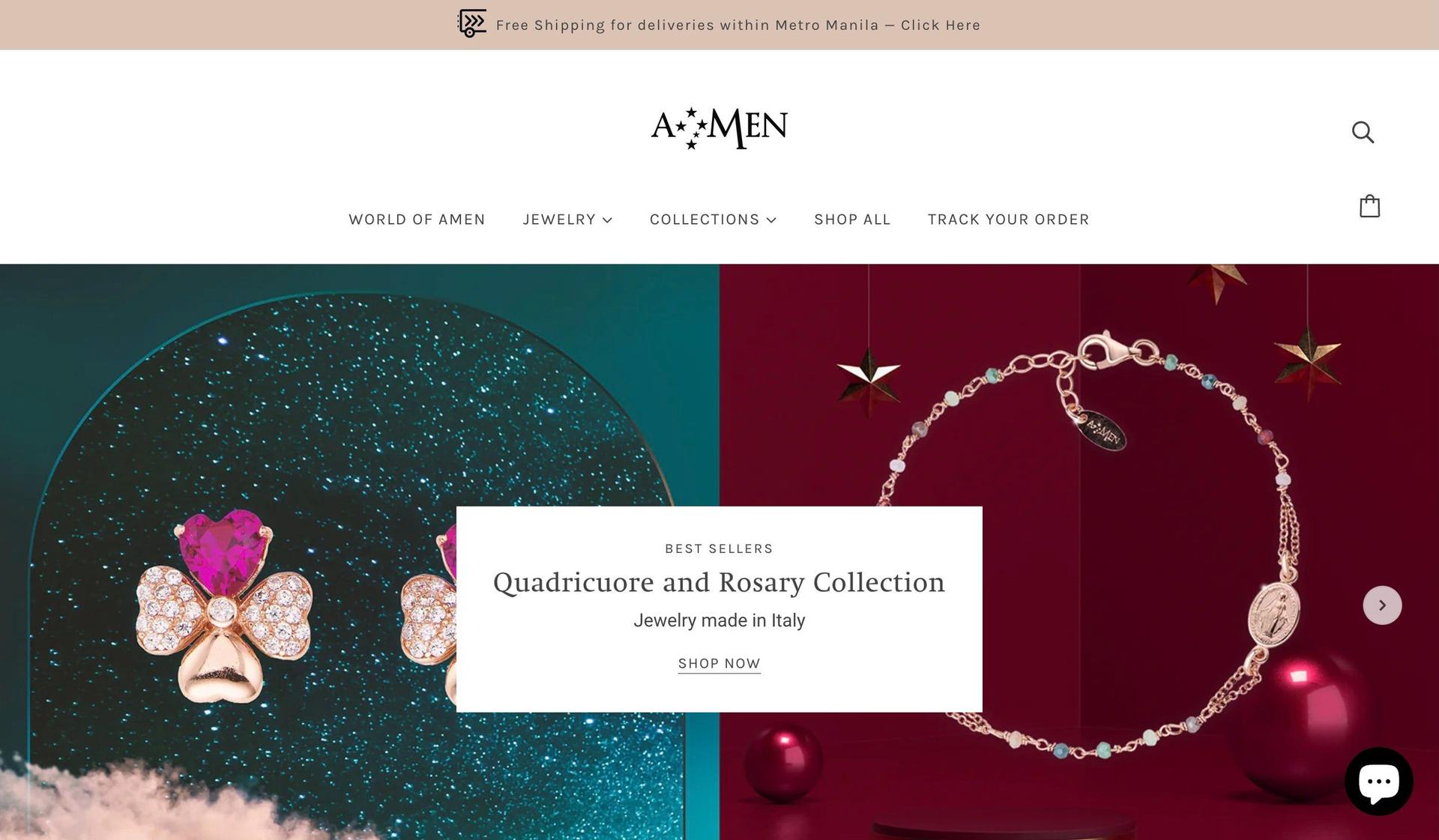 Amen Shop-jewelry website design examples
