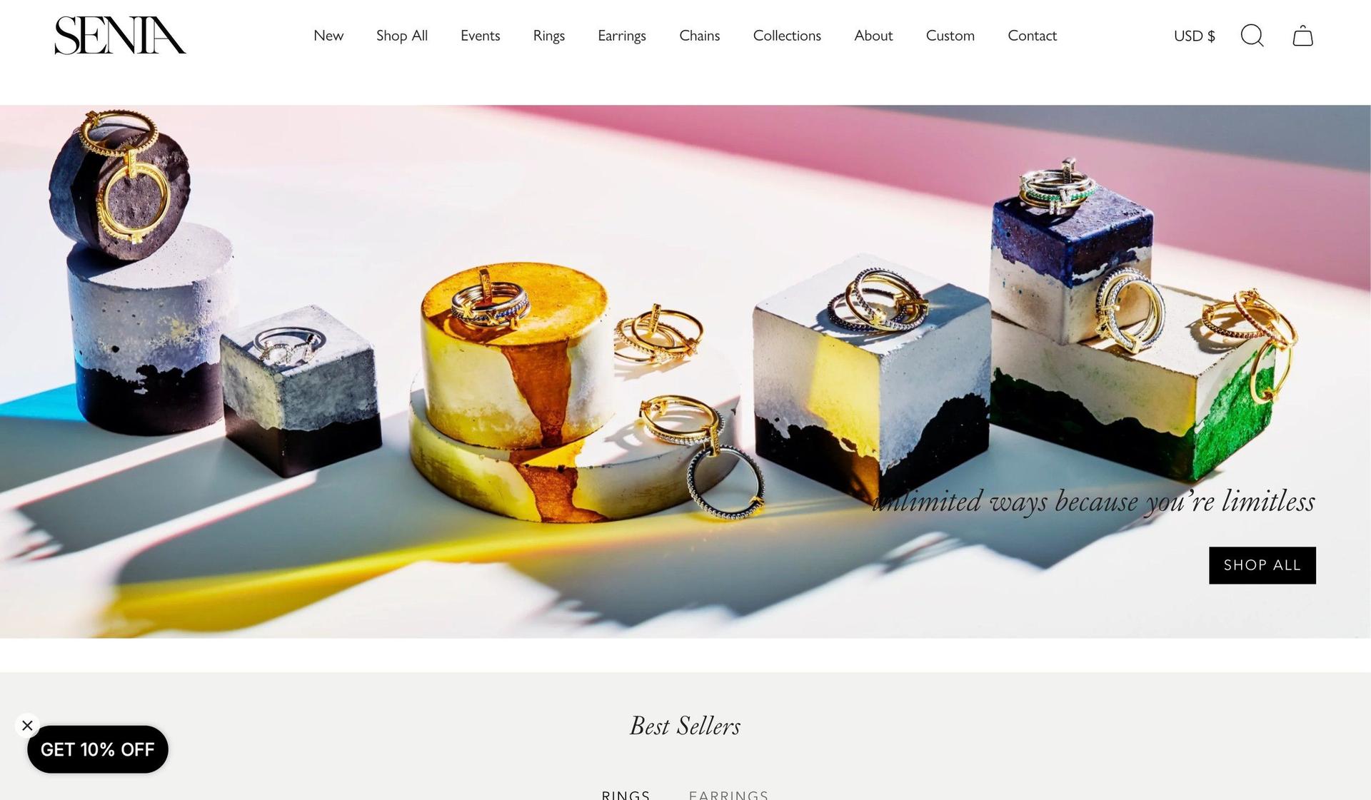 Senia New York-jewelry website design examples