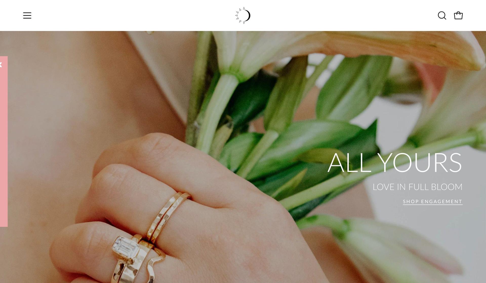 Sun and Selene-jewelry website design examples