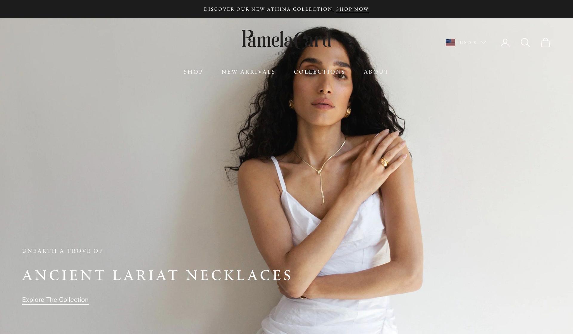Pamela Card Jewelry-jewelry website design examples