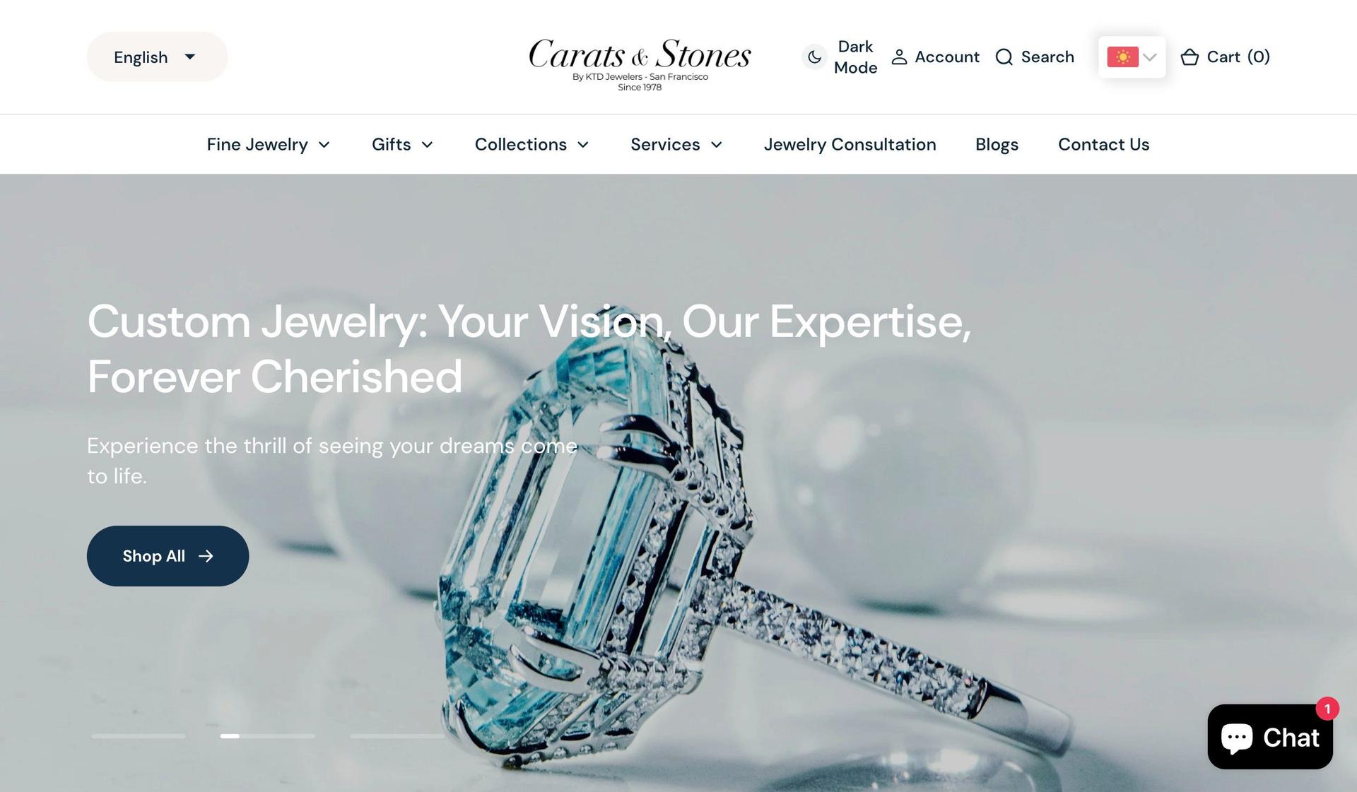Carats and Stones-jewelry website design examples