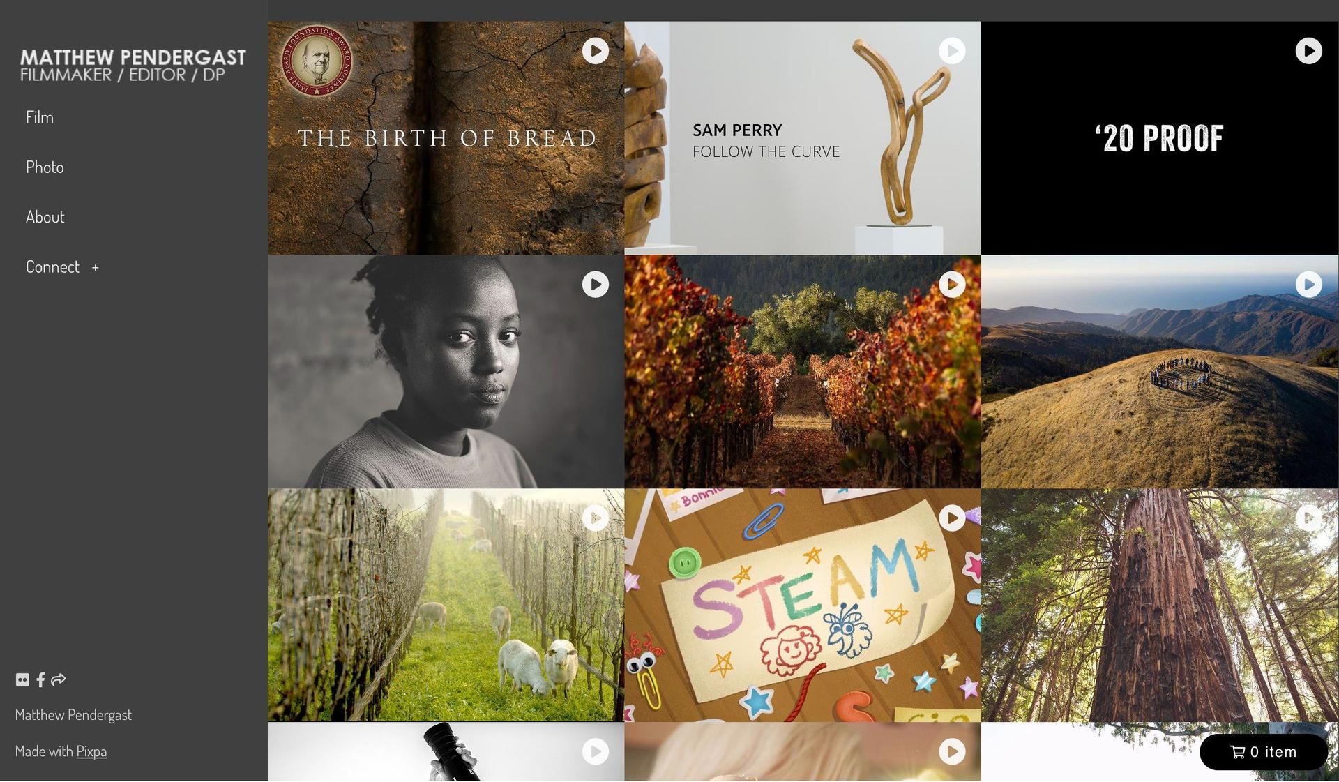 Matthew Pendergast-video portfolio websites