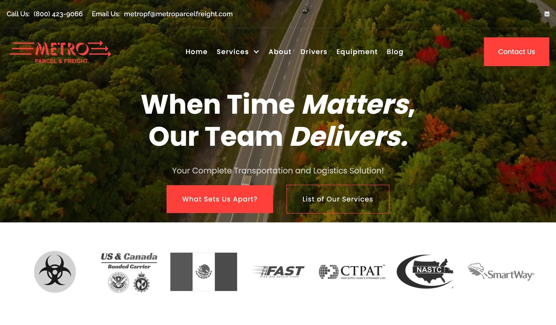 Metro Parcel Freight-logistics website designs