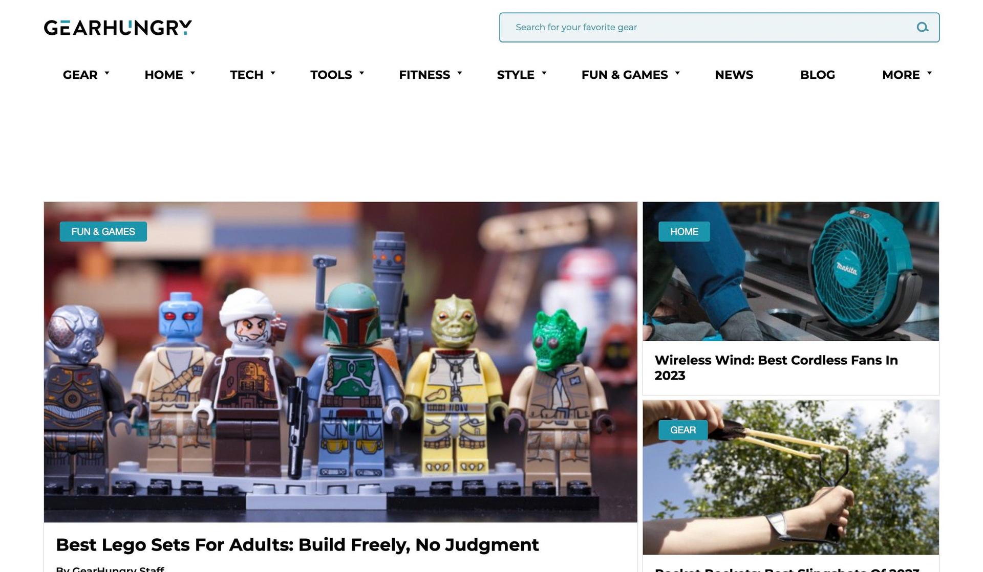 Gear Hungry-review website design examples