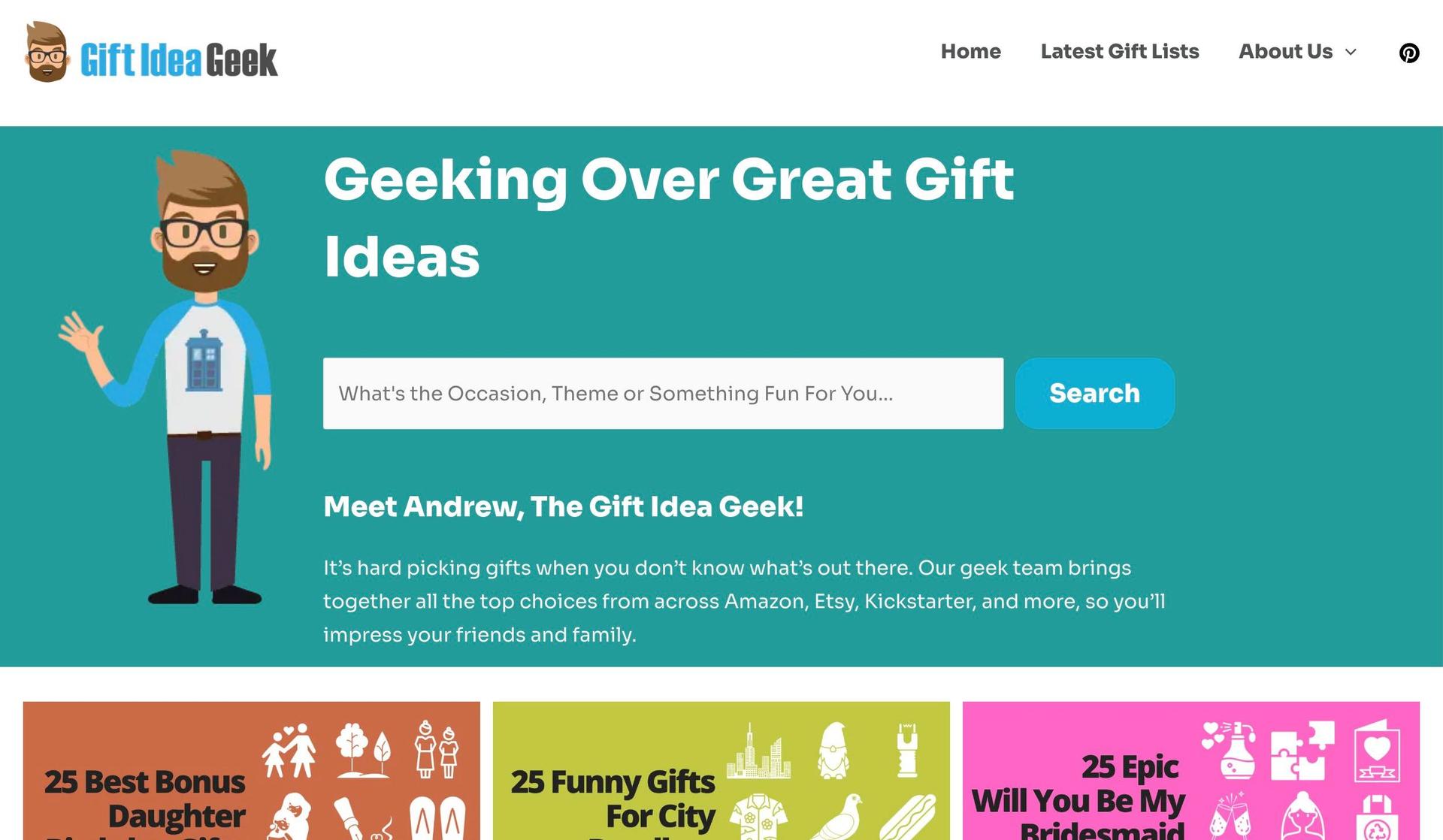 Gift Idea Geek-affiliate marketing website examples