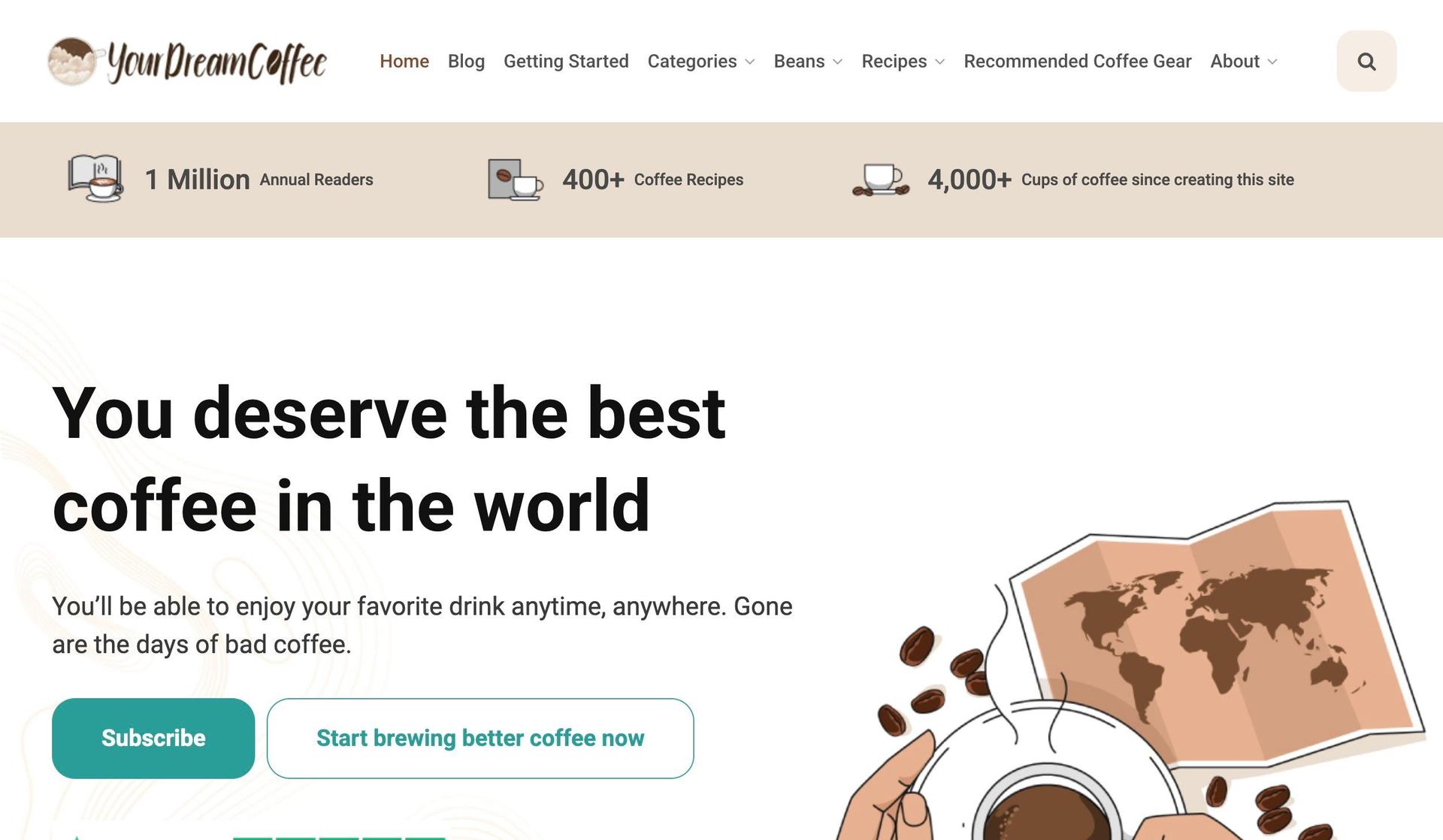 Your Dream Coffee-affiliate marketing website examples