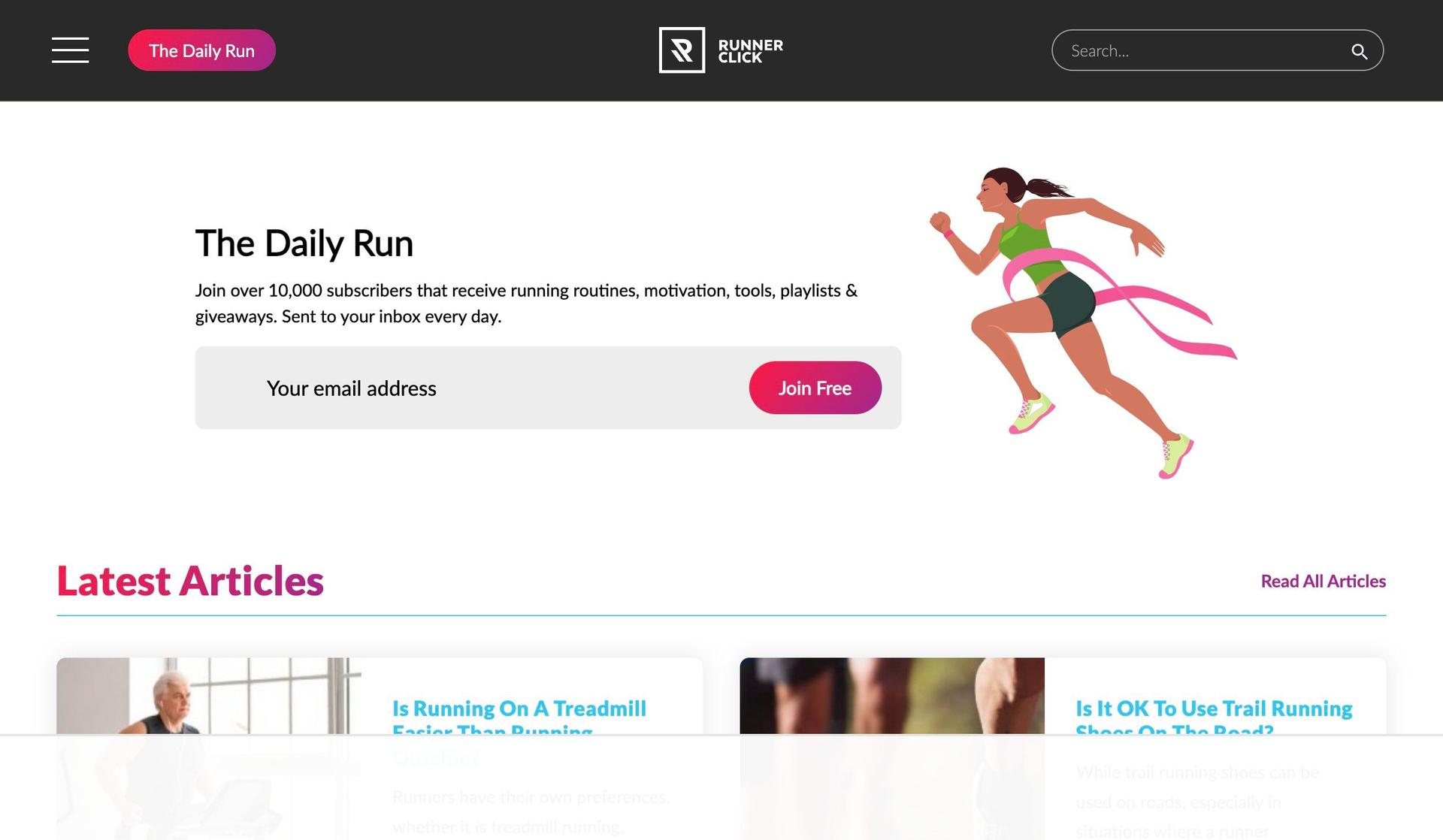 Runner Click-affiliate marketing website examples