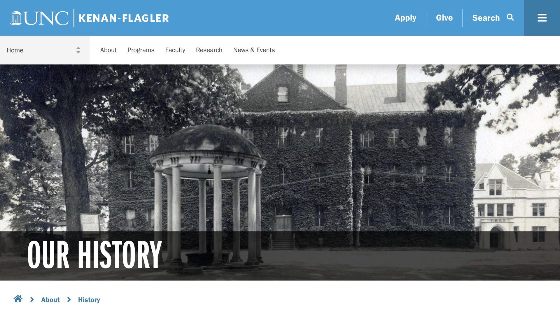 Kenan-Flagler Business School-website timeline examples