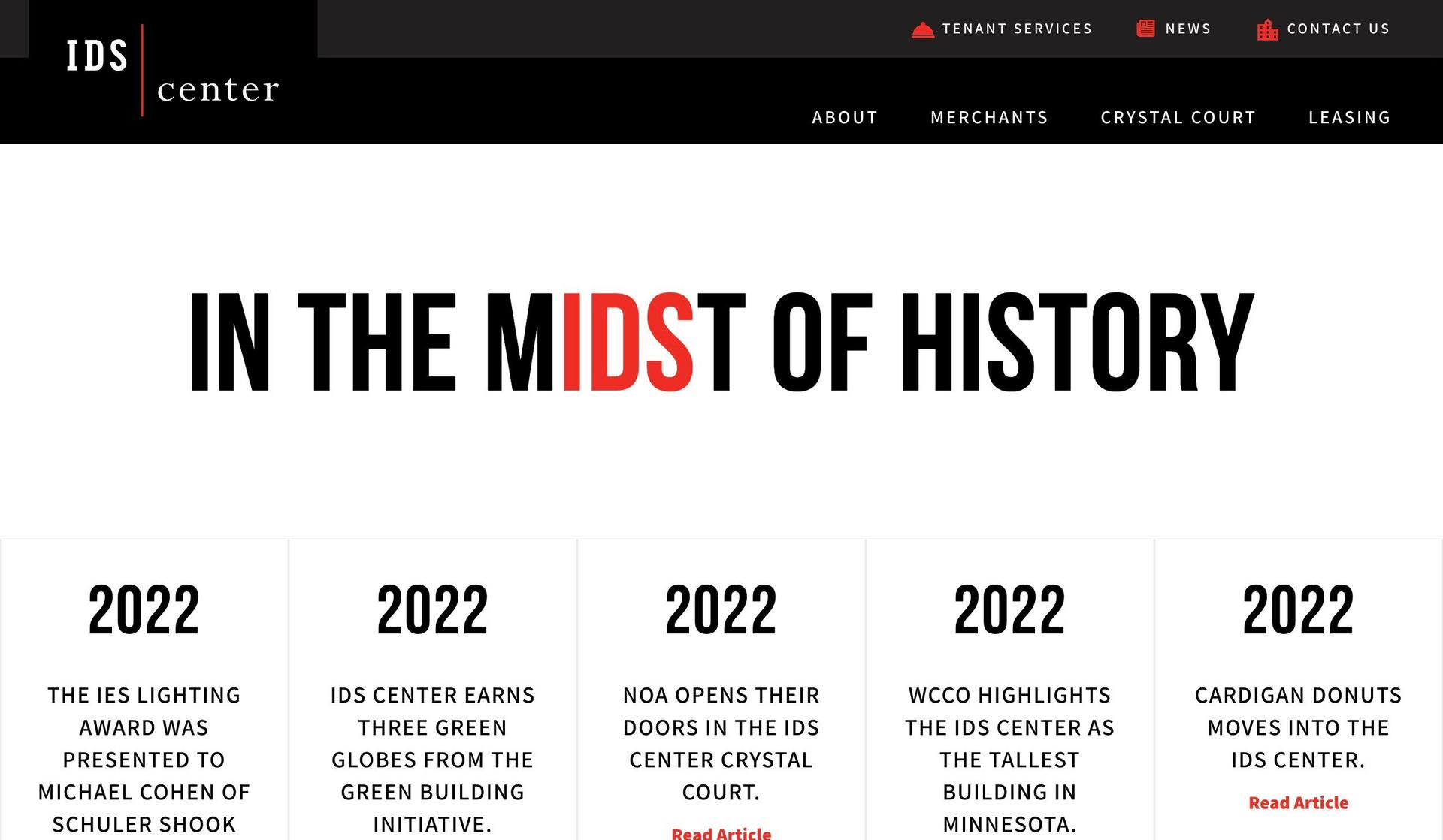 IDS Center-website timeline examples