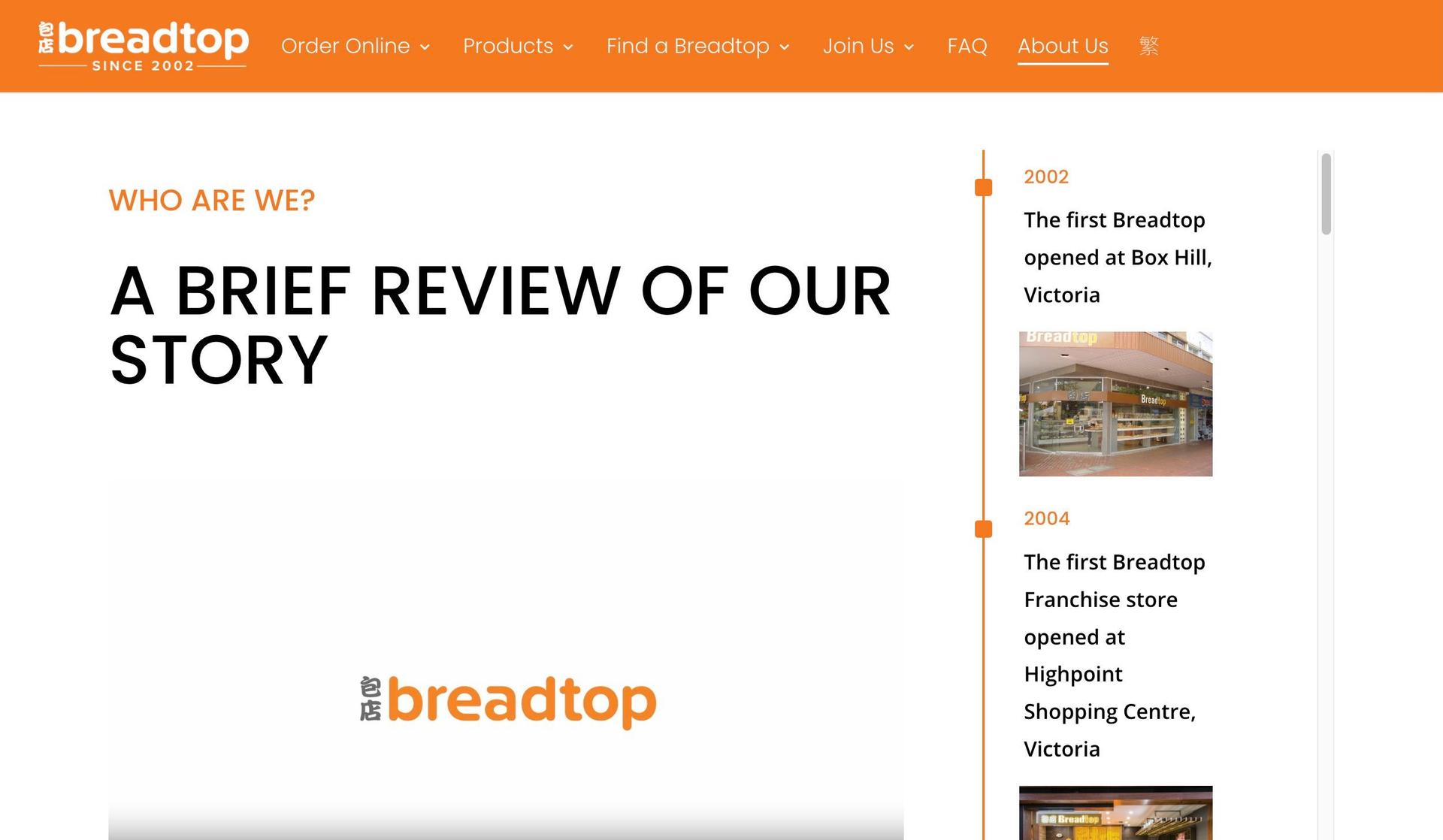 Breadtop-website timeline examples