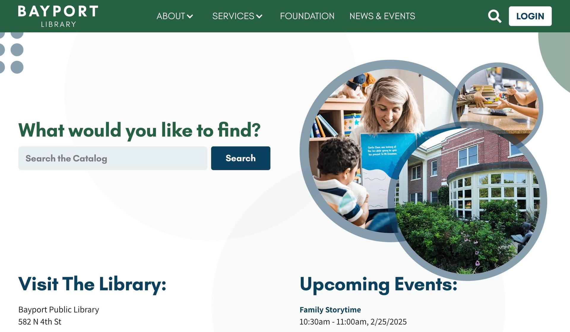 Bayport Library-library website examples