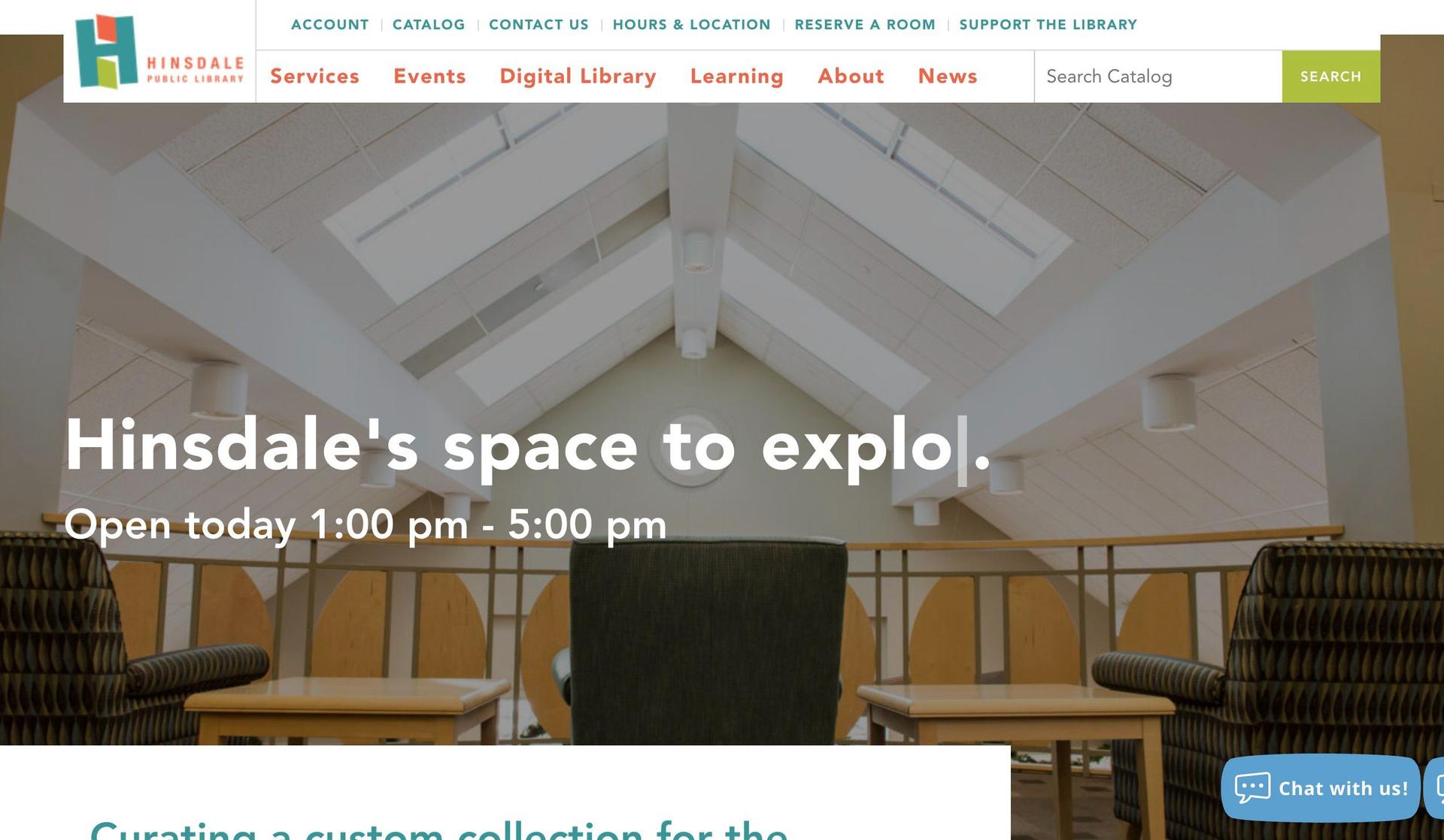 Hinsdale Library-library website examples