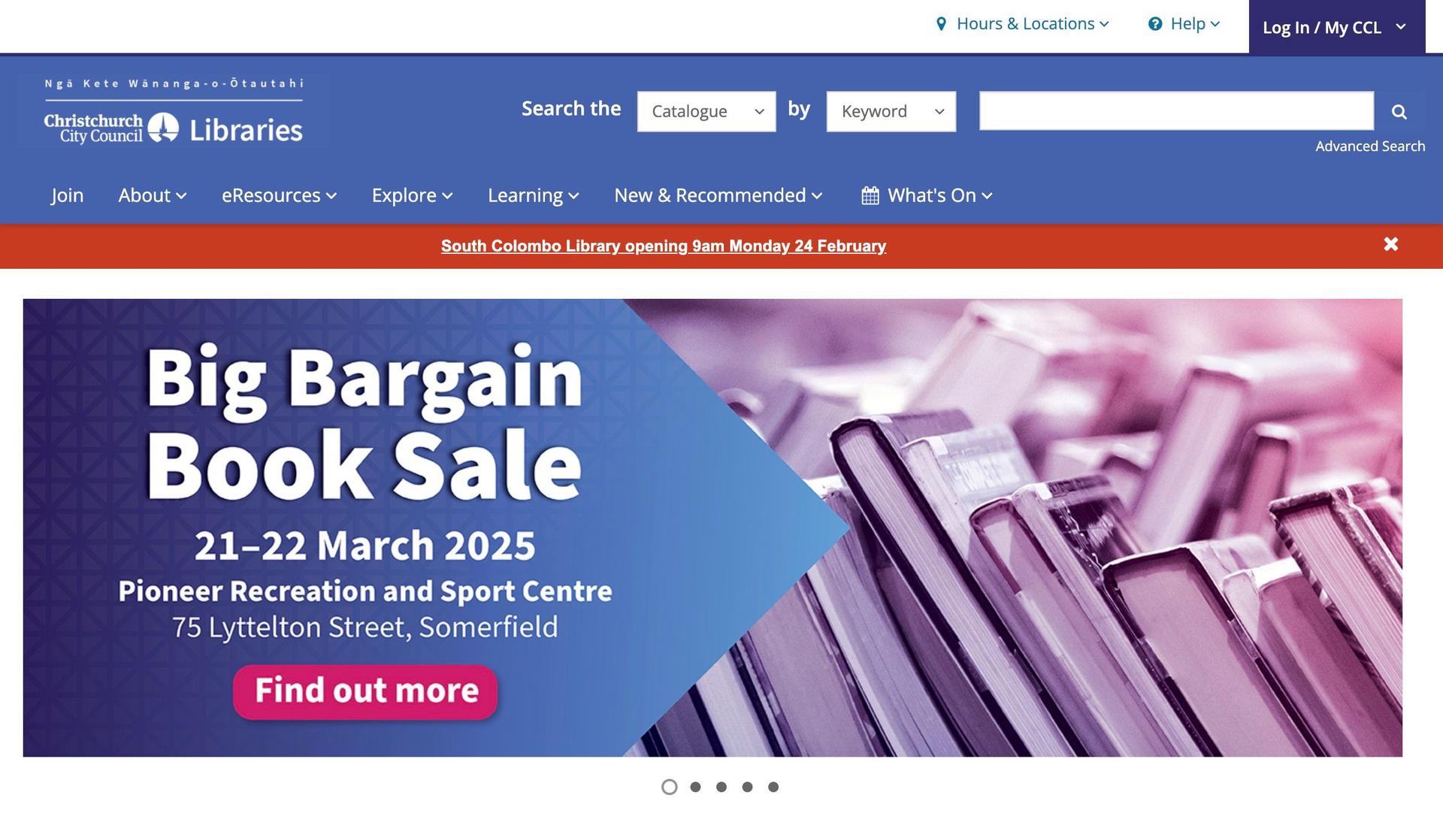 Christchurch City Libraries-library website examples