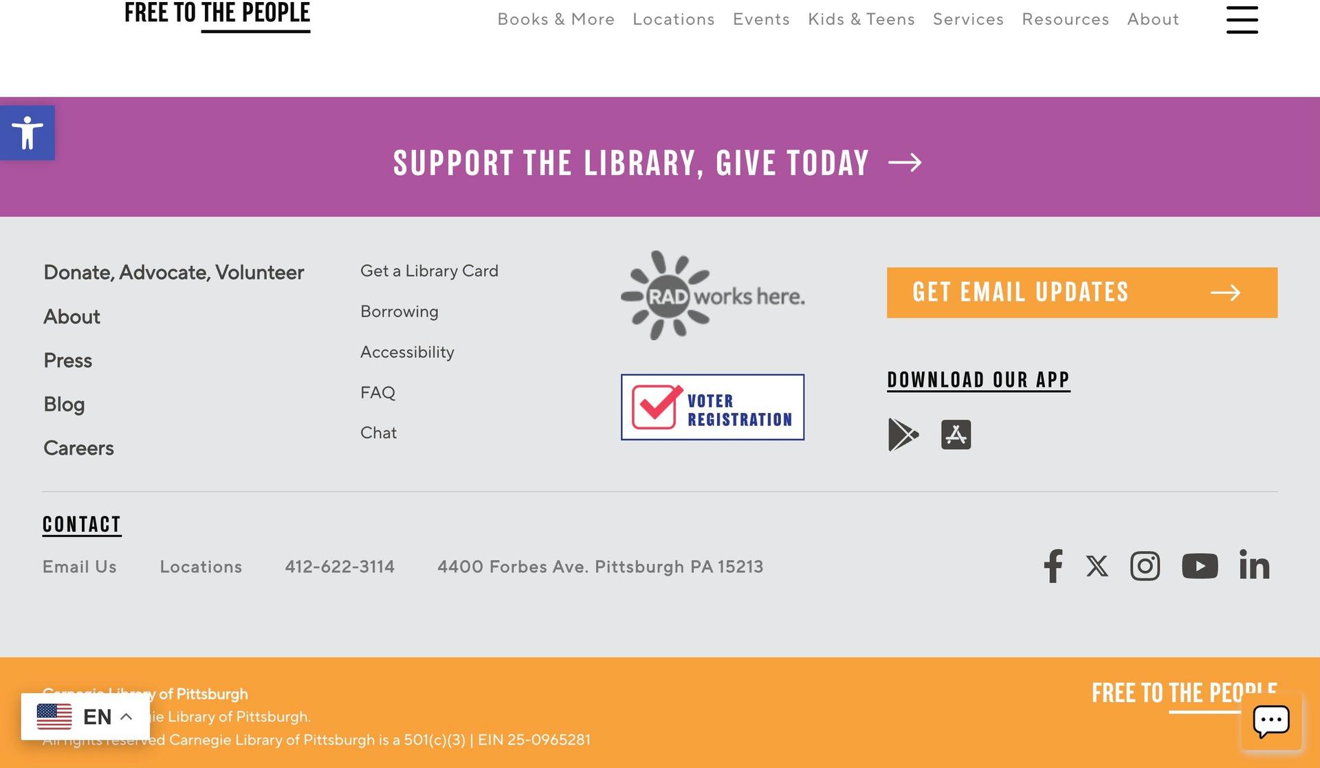 Carnegie Library-library website examples