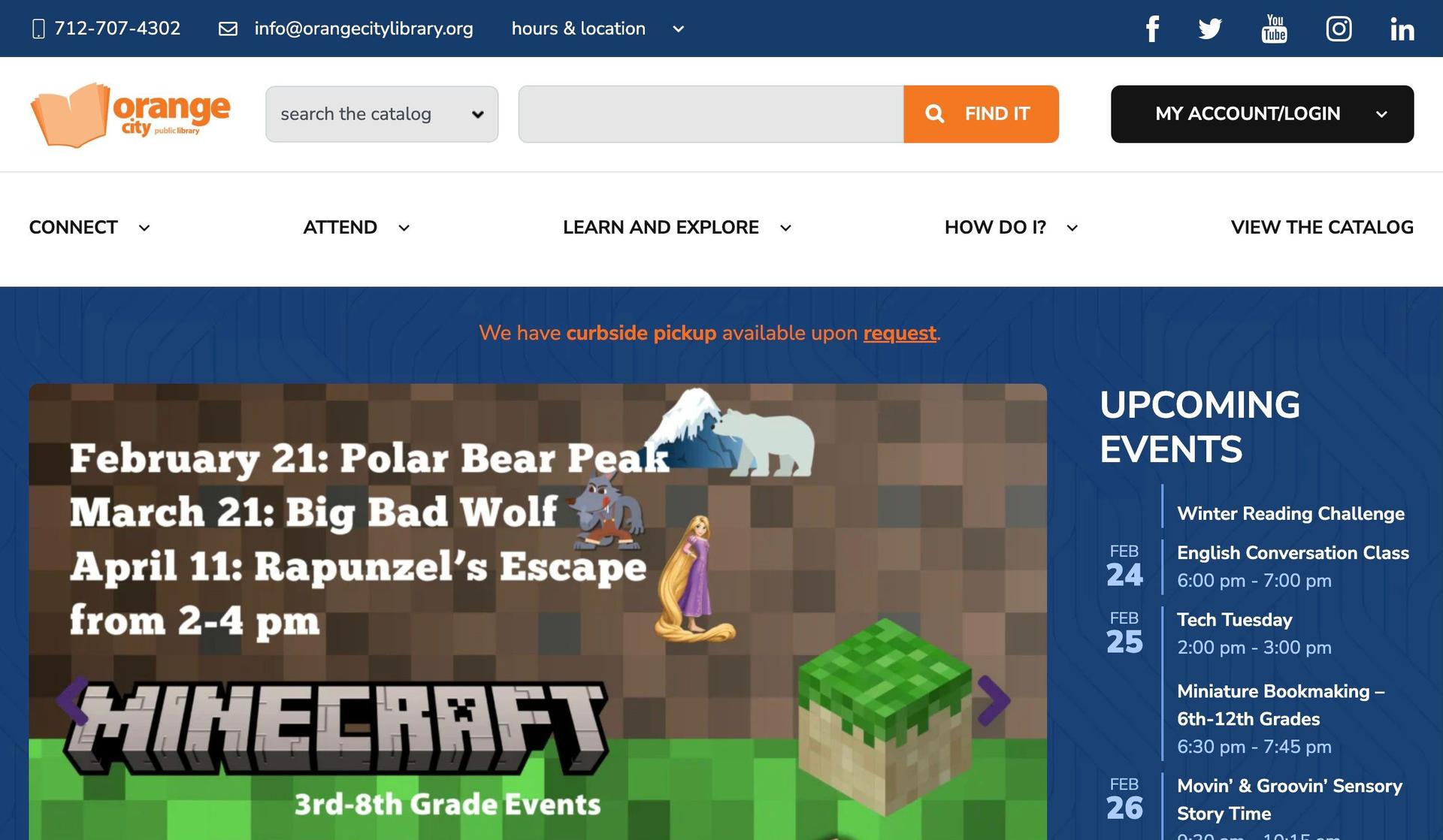 Orange City Library-library website examples