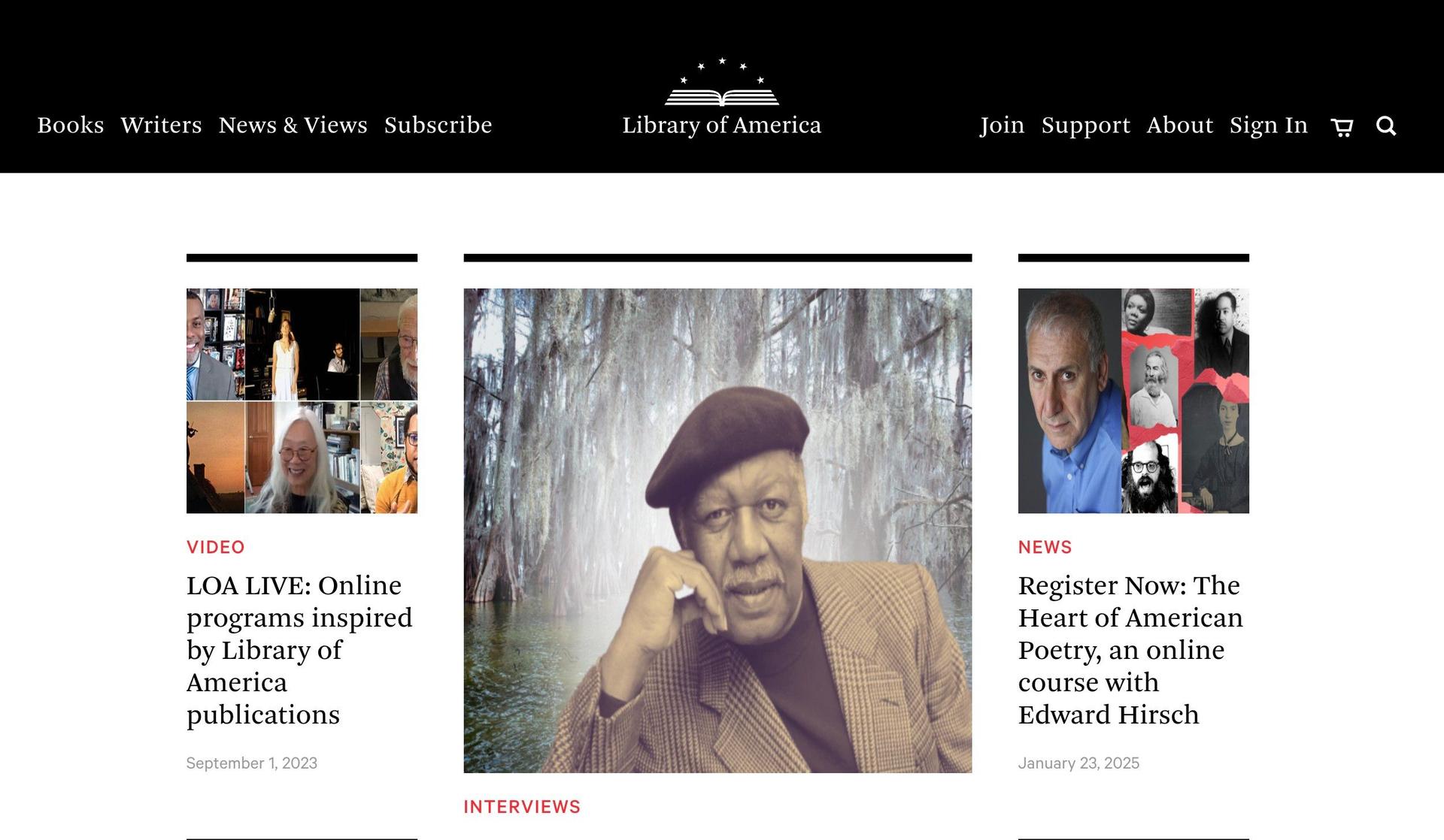 Library of America-library website examples