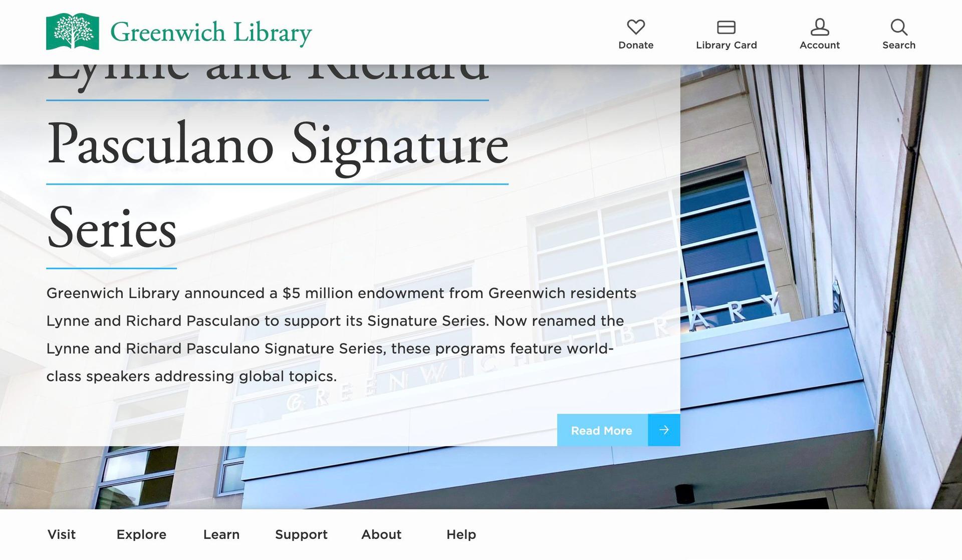 Greenwich Library-library website examples