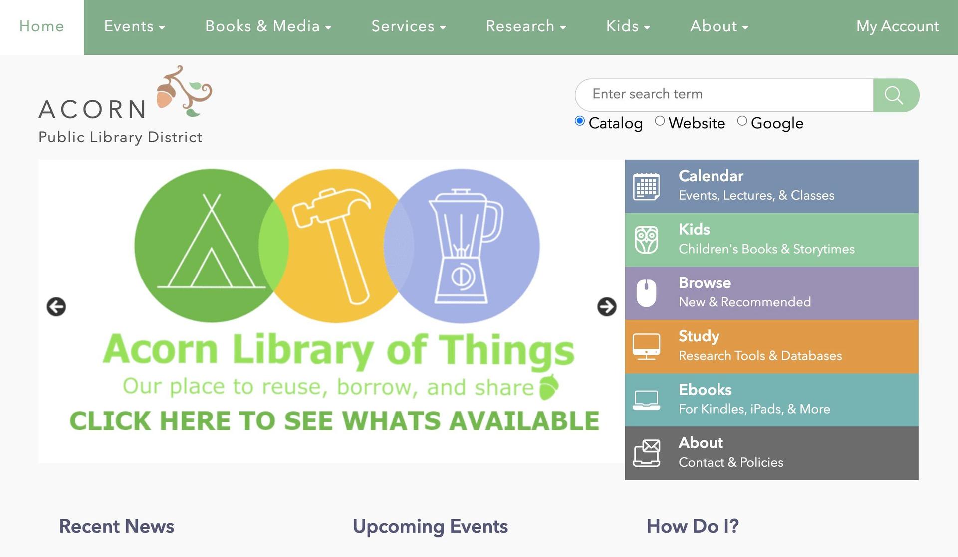 Acorn Library-library website examples