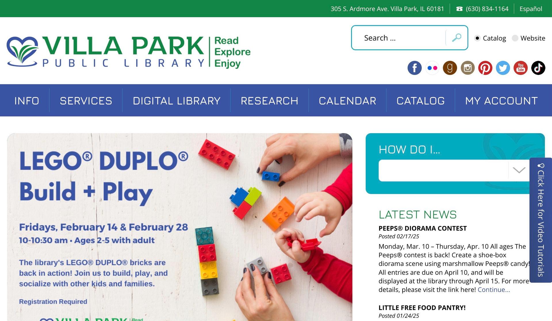 Villa Park Public Library-library website examples