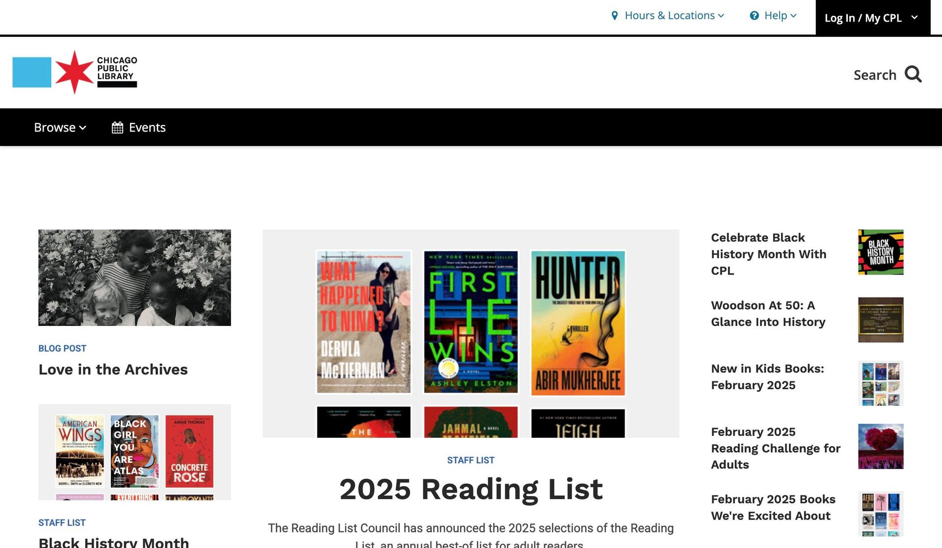 Chicago Public Library-library website examples