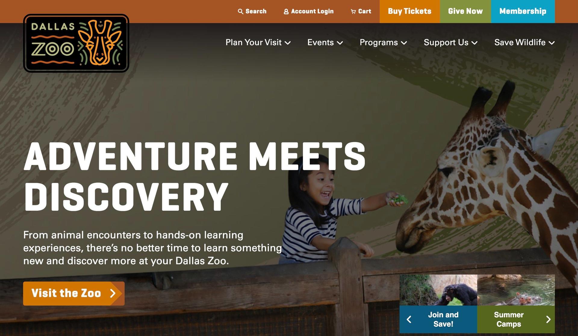 Dallas Zoo-zoo website design examples