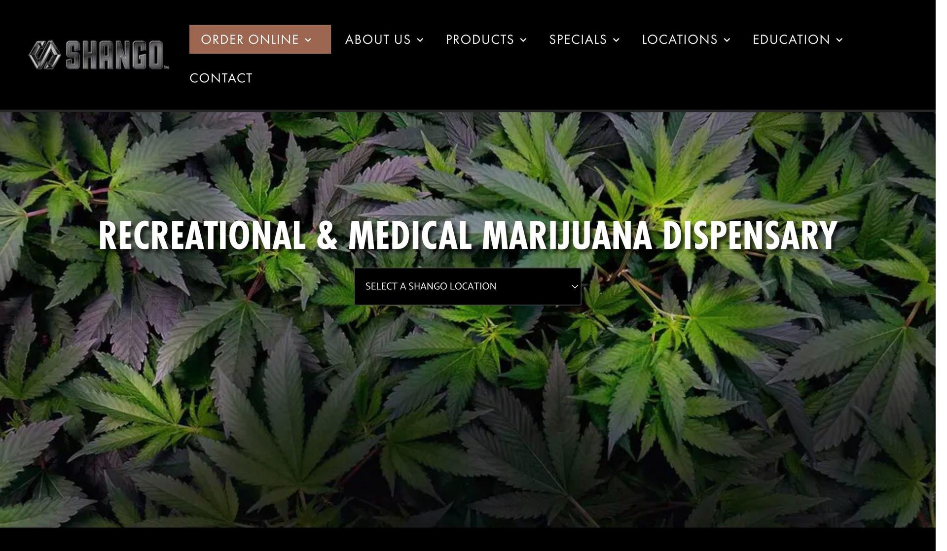 Shango-cannabis website design
